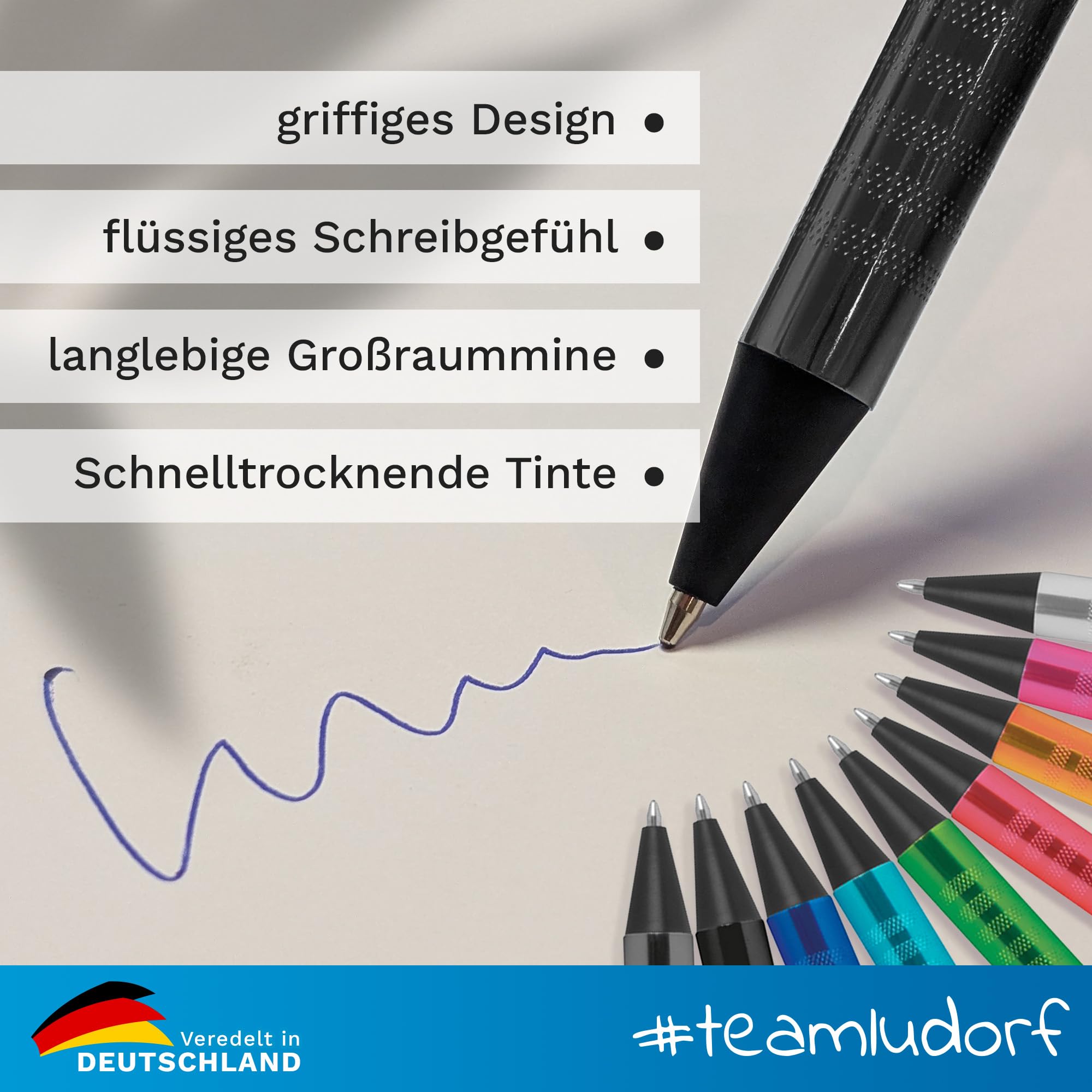ALPHA Kugelschreiber Schwarz - 50 Stück - personalisierte Kugelschreiber mit Lasergravur - edles Werbeartikel-Set für Firmen, Messen & Kunden - hochwertiger Metall-Kuli mit Gravur