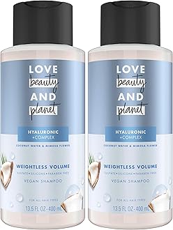 Love Beauty and Planet Weightless Volume Shampoo with Hylauronic acid Coconut Water & Mimosa Flower for Thin and Fine Hair 13.5 oz (Pack of 2)