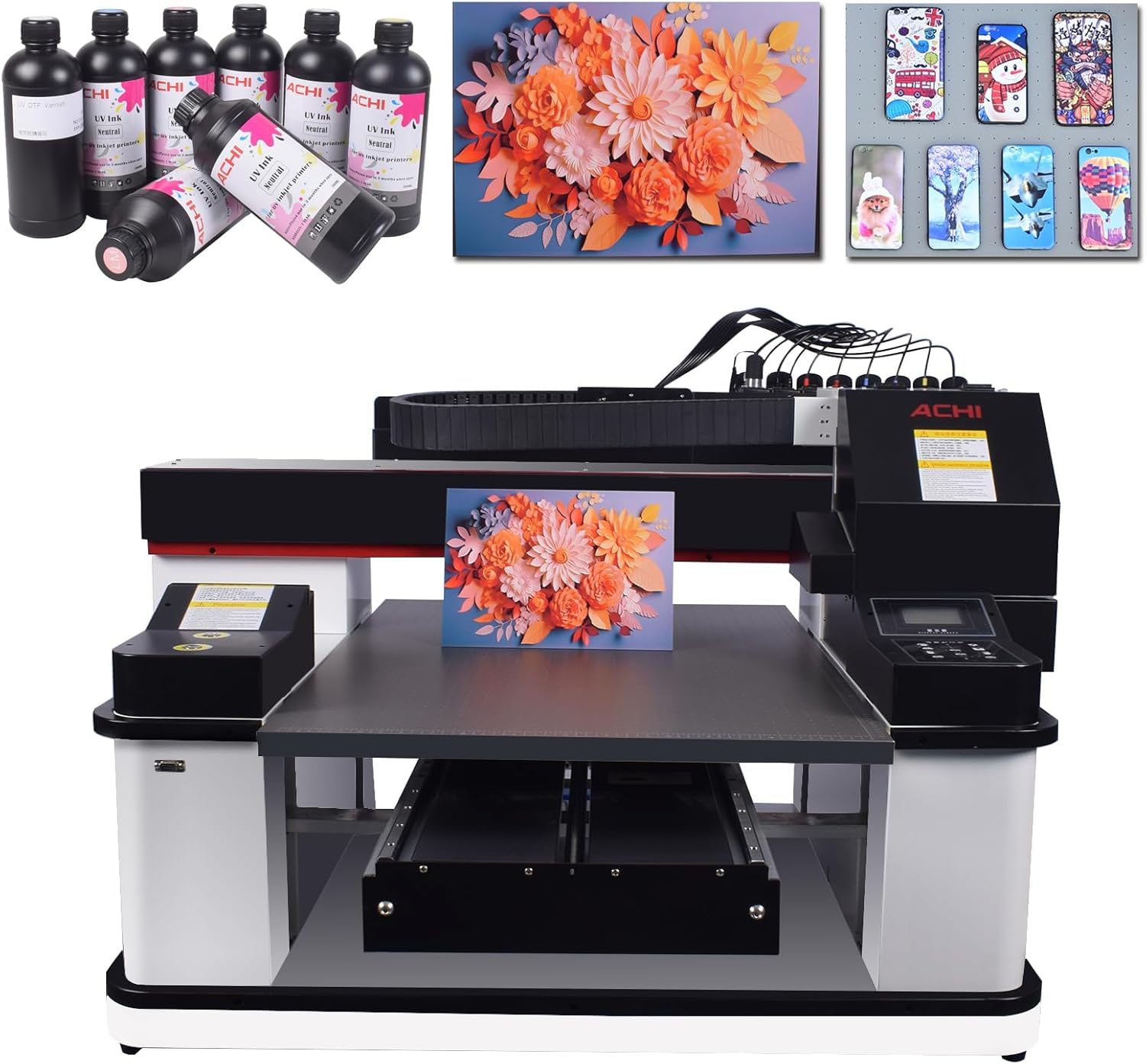 AchiPrin A1 6090 UV Printer 3pc XP600 12Color Automatic Flatbed +