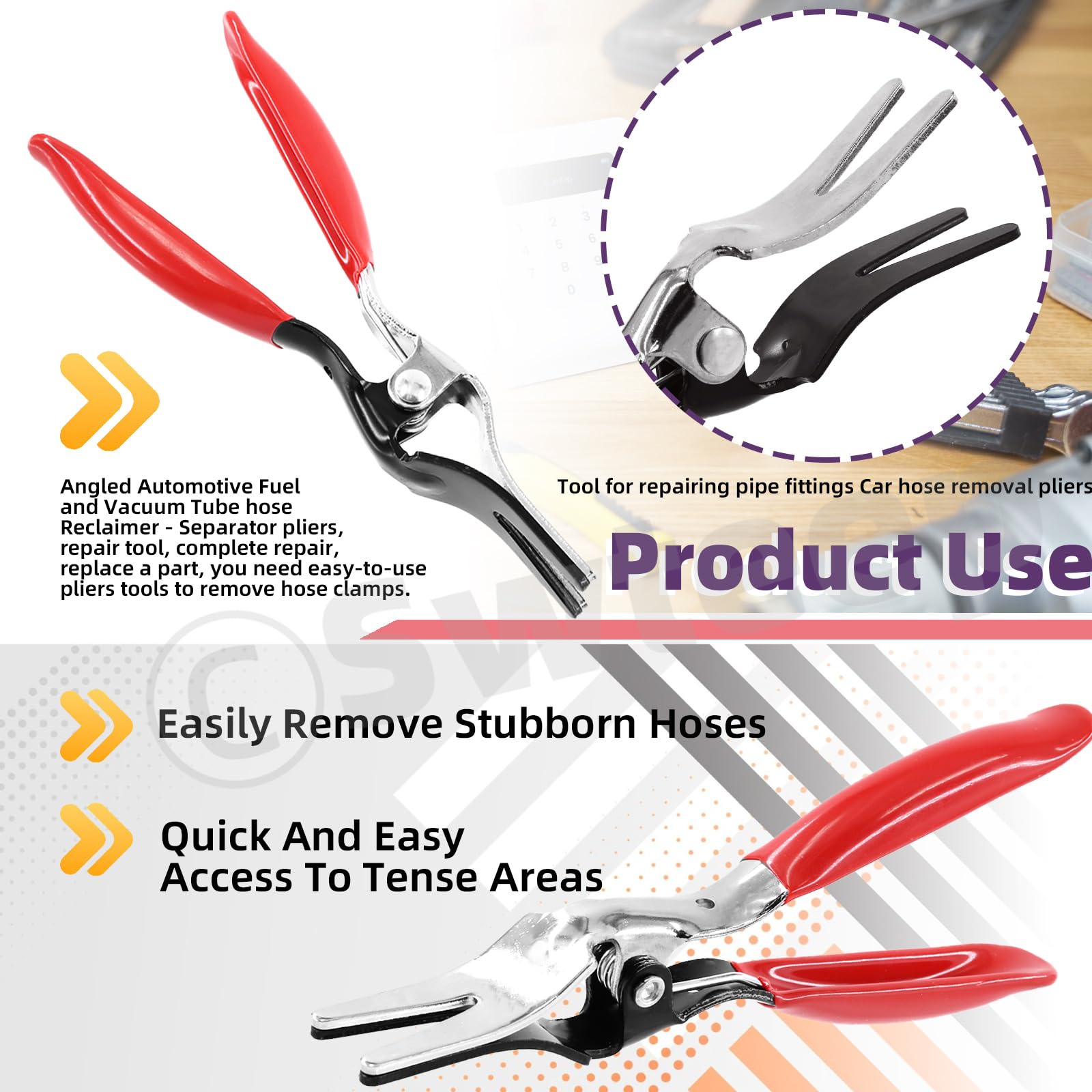Swpeet 1Pcs Automobile Hose Remover Pliers, Auto Fuel and Vacuum Line Tube Hose Remover Separator Pliers Pipe Repairing Tool Hose Pipe Removal Tool