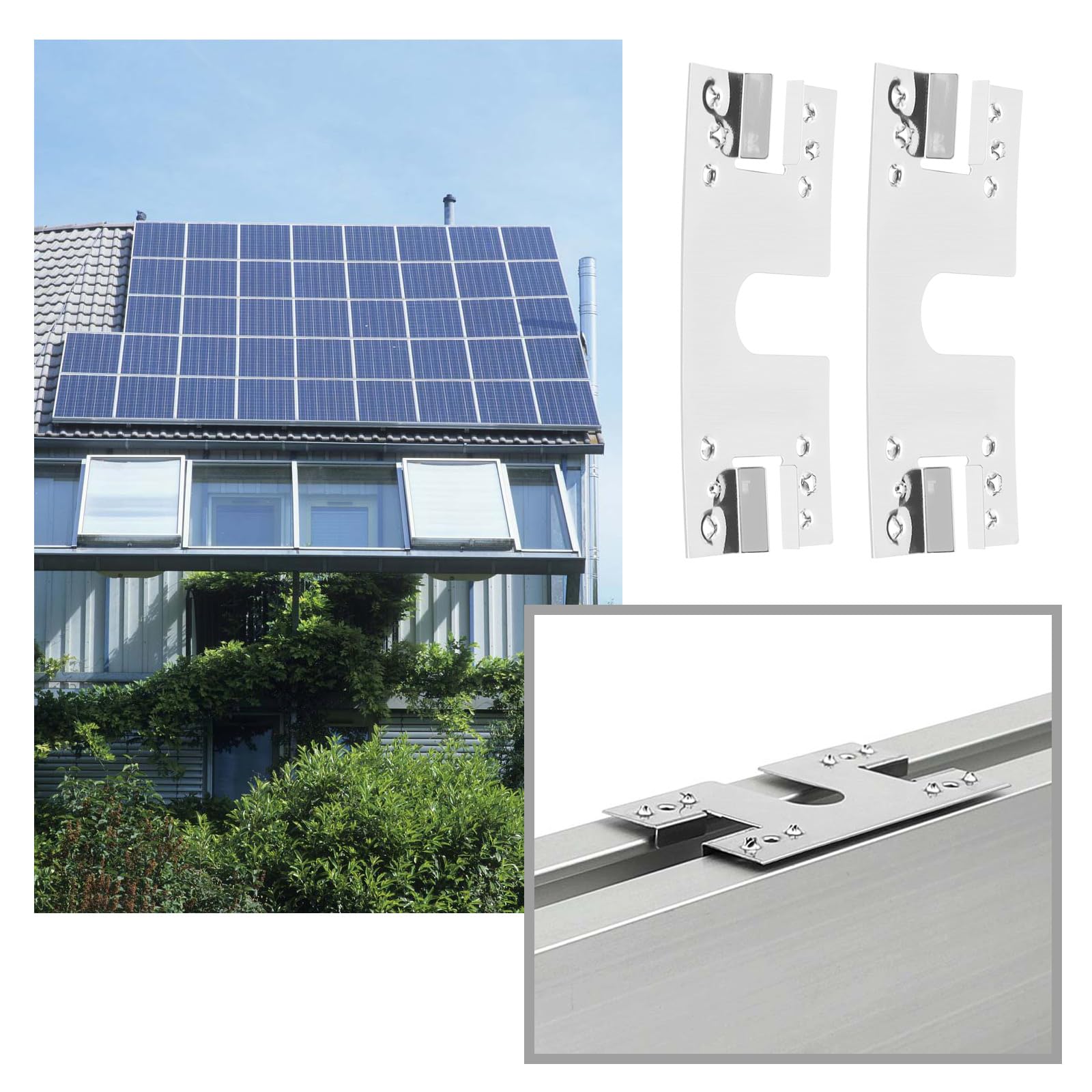 100 Pcs Clips De Terre Panneau Solaire PV 42x50mm Acier Inoxydable - Fixation Câbles Rails Aluminium