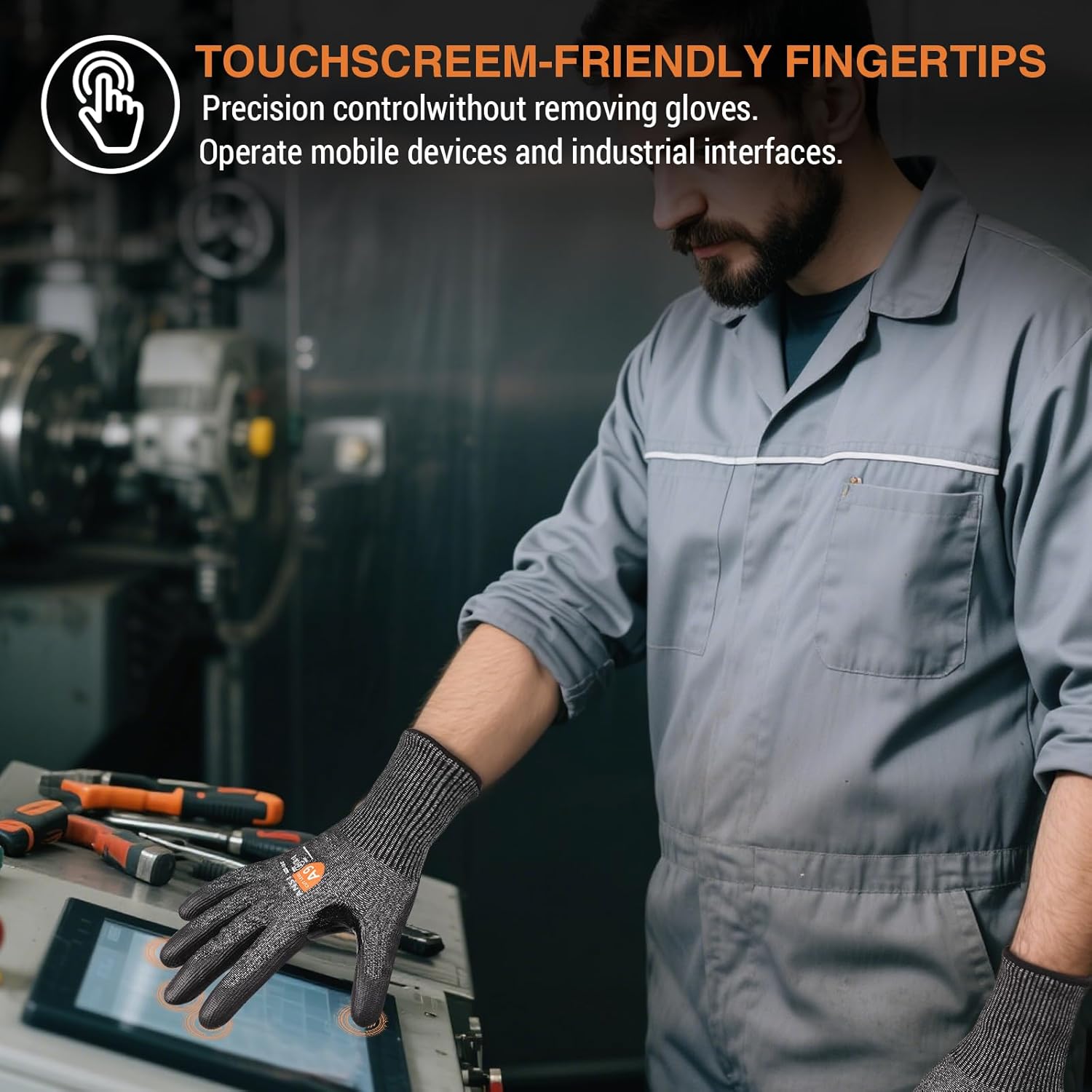 Donfri A9 Cut Resistant Work Gloves for Men, Safety Gloves for Men Touchscreen with Reinforced Thumb for Metal Glass Wood