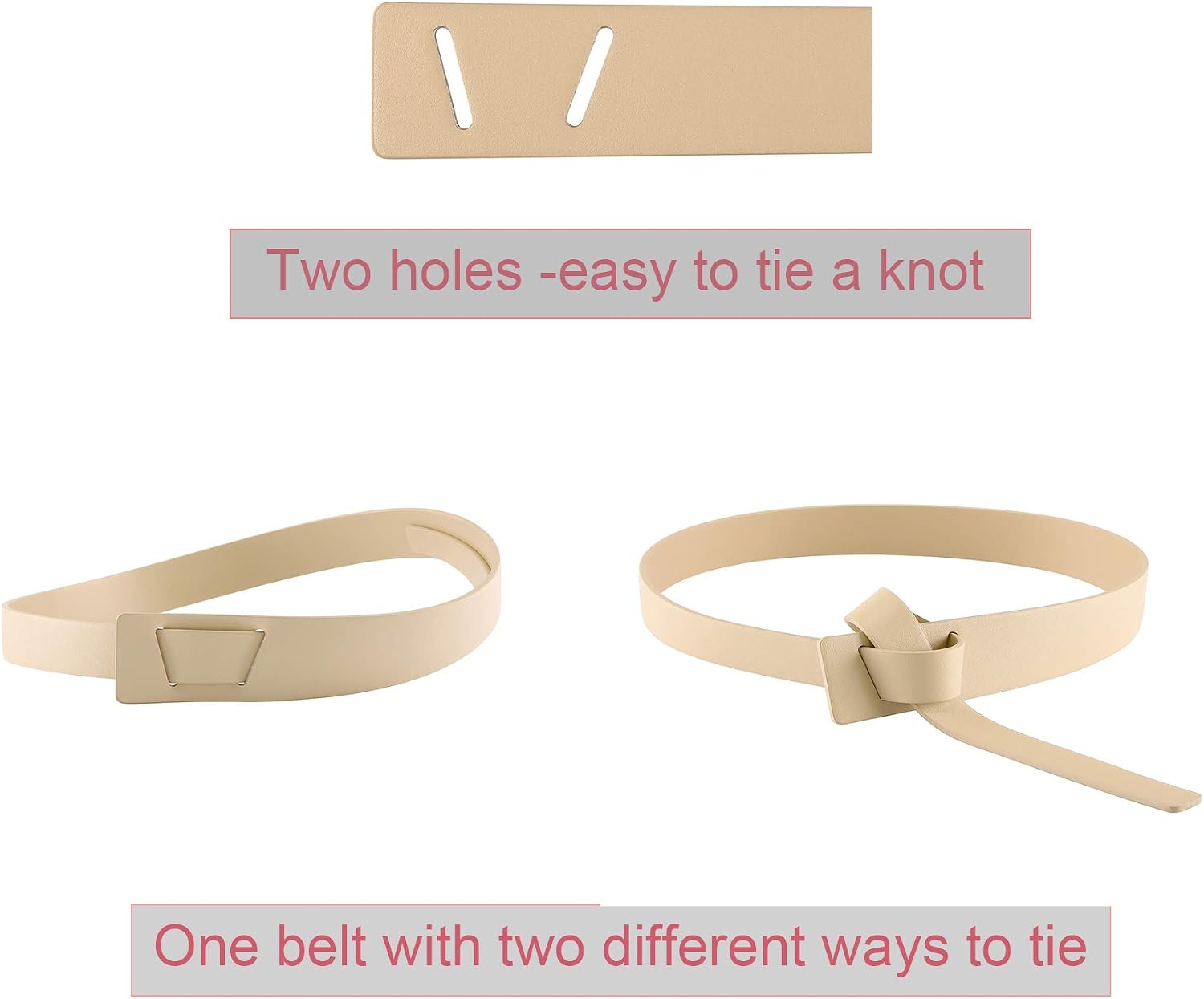 CHIC DIARY Women Knot Belts Cowhide PU Leather Tie Wrap Belts No Buckle image 3