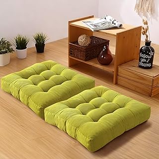 18x18in Floor Pillows Set Square Chair Cushion Pad for Sitting Tufted Co...