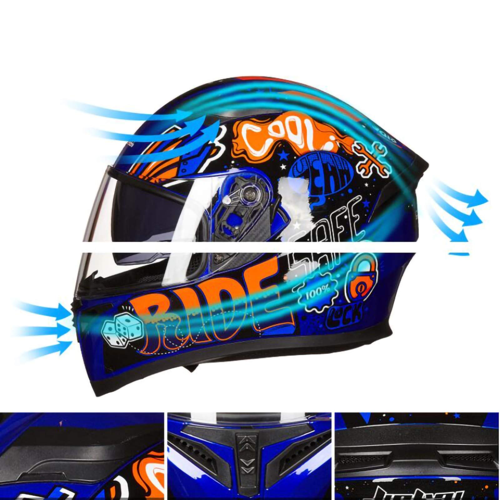 Casco De Moto Modular Bluetooth Casco De Moto Integral Ligero con Visera Doble Cascos De Motocross Aprobados por ECE para Niños, Jóvenes, Hombres, Mujeres, Adultos