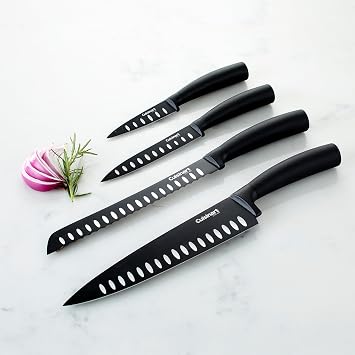 Cuisinart C77NS-7P Classic Nonstick Edge Collection 7-Piece Cutlery Knife Set with Acrylic Stand, Black