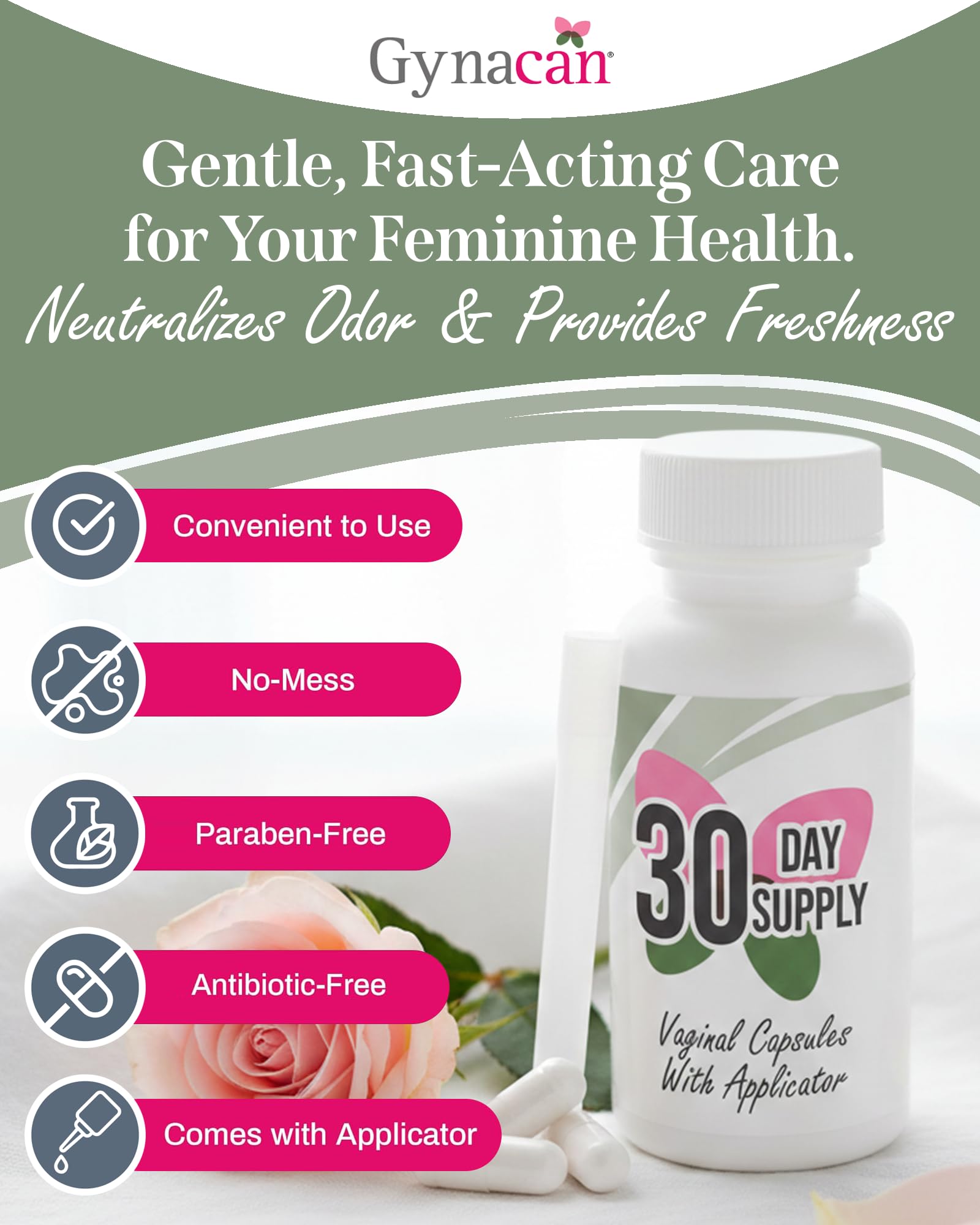 Boric Acid Vaginal Suppositories Advanced Feminine pH Balance Support, Odor Control & Itch Relief, Pure & Gentle Intimate Care, Easy-Insert Applicator