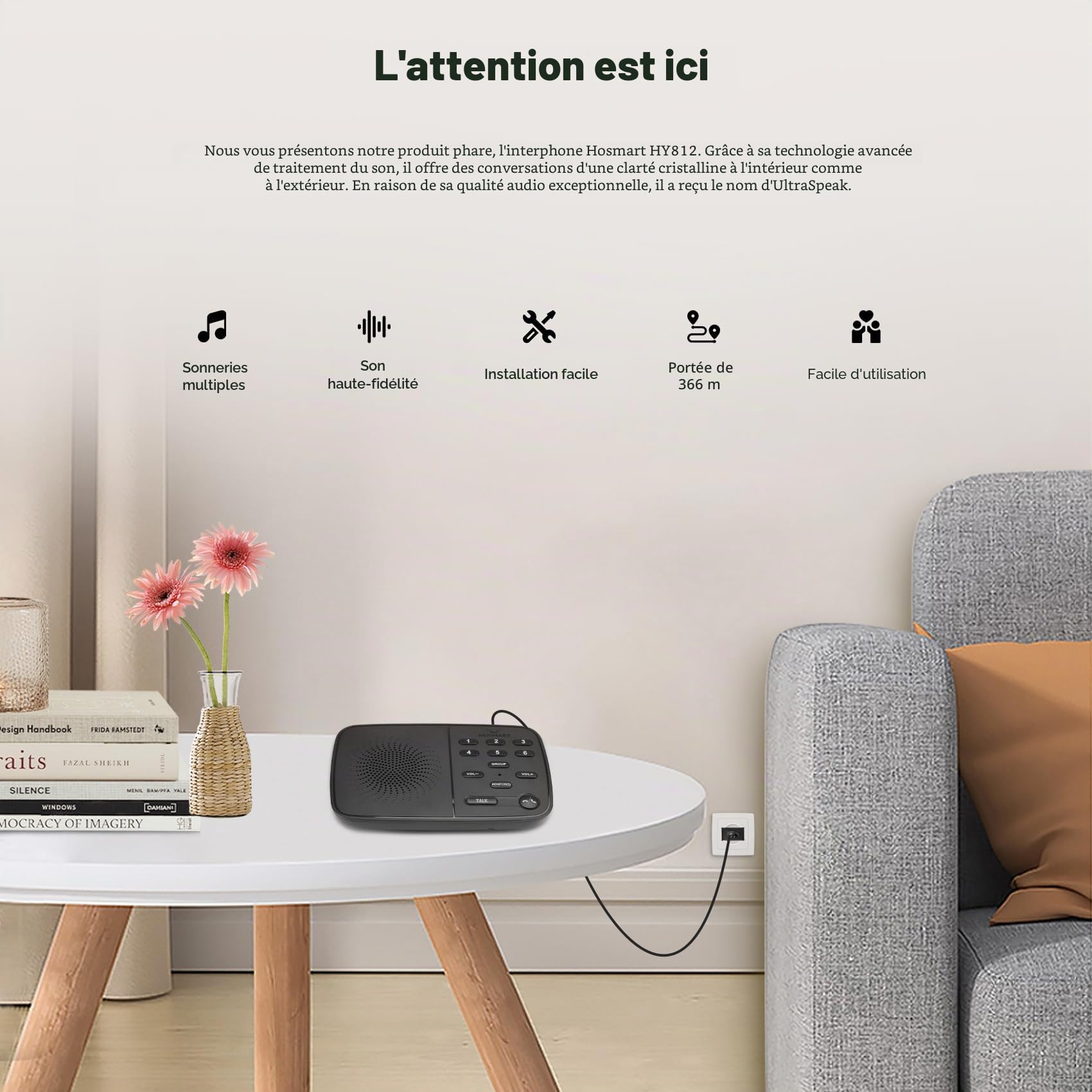 Hosmart Nouvel interphone sans Fil Duplex intégral amélioré, 2025 interphone bidirectionnel en Temps réel pour la Maison et l'entreprise avec Une portée Ultra Longue de 500 mètres