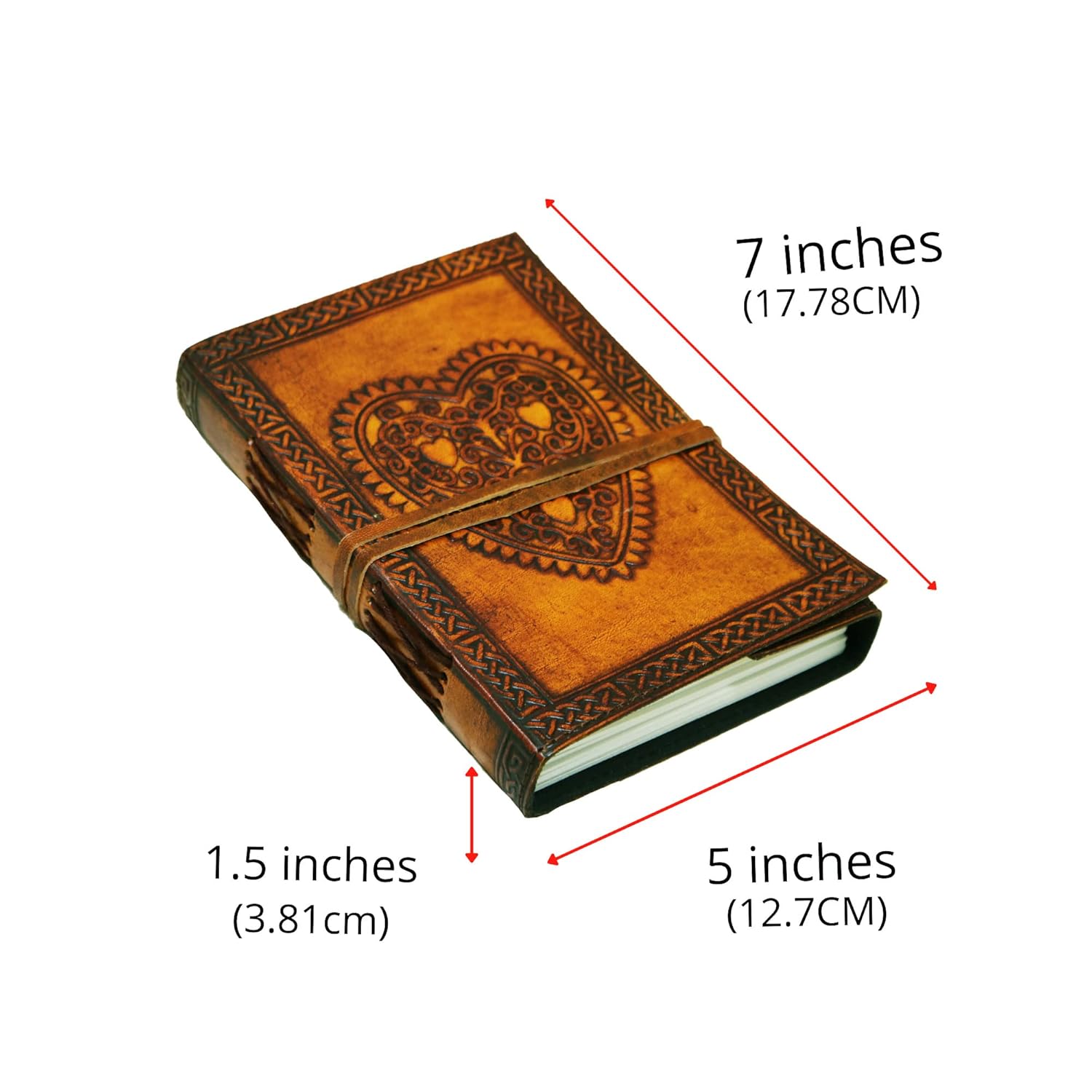 HG-LTHR 18 cm Blank Book Heart 3D Emboss leather journal leather diary journal notebook sketchbook gift for artists friend friend