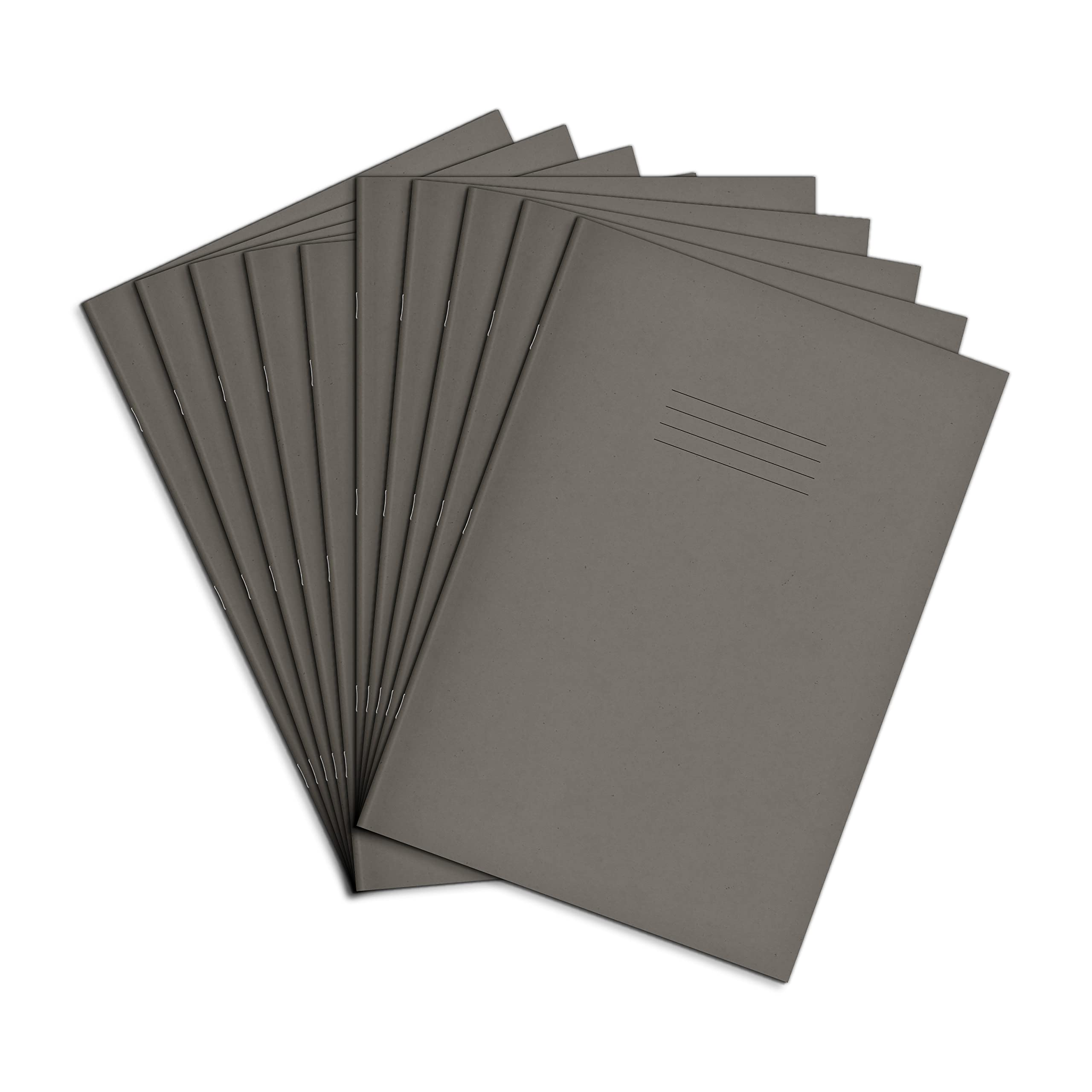 Rhino A4 Exercise Books, 80-Page / 8mm Lined with Margin Paper Notebook, 10-Pack, Office & School Stationery Supplies, Grey — image 1