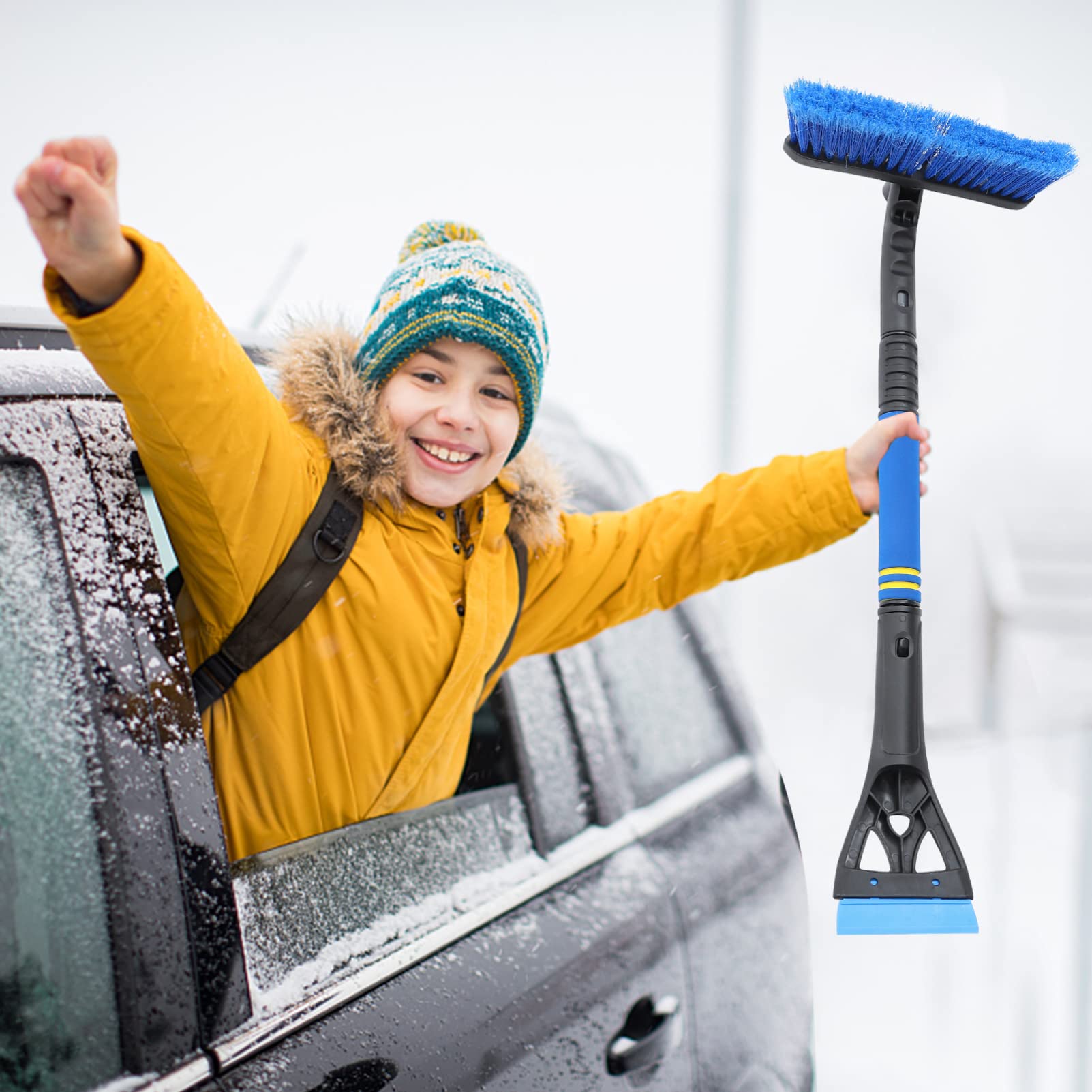 DECHOUS 1pc Snow Shovel Telescoping Snow Broom Windshield Retractable Snow Brush Car Ice Scraper and Brush Ice Scraper for Car Brush Snow Cleaning Brush Pp Winter