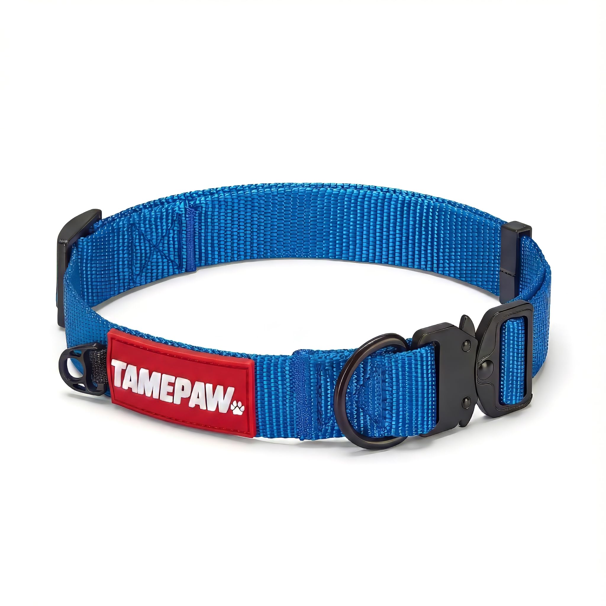 Tamepaw Large Dog Collar, Nylon, Quick-Release Buckle, Blue, Large