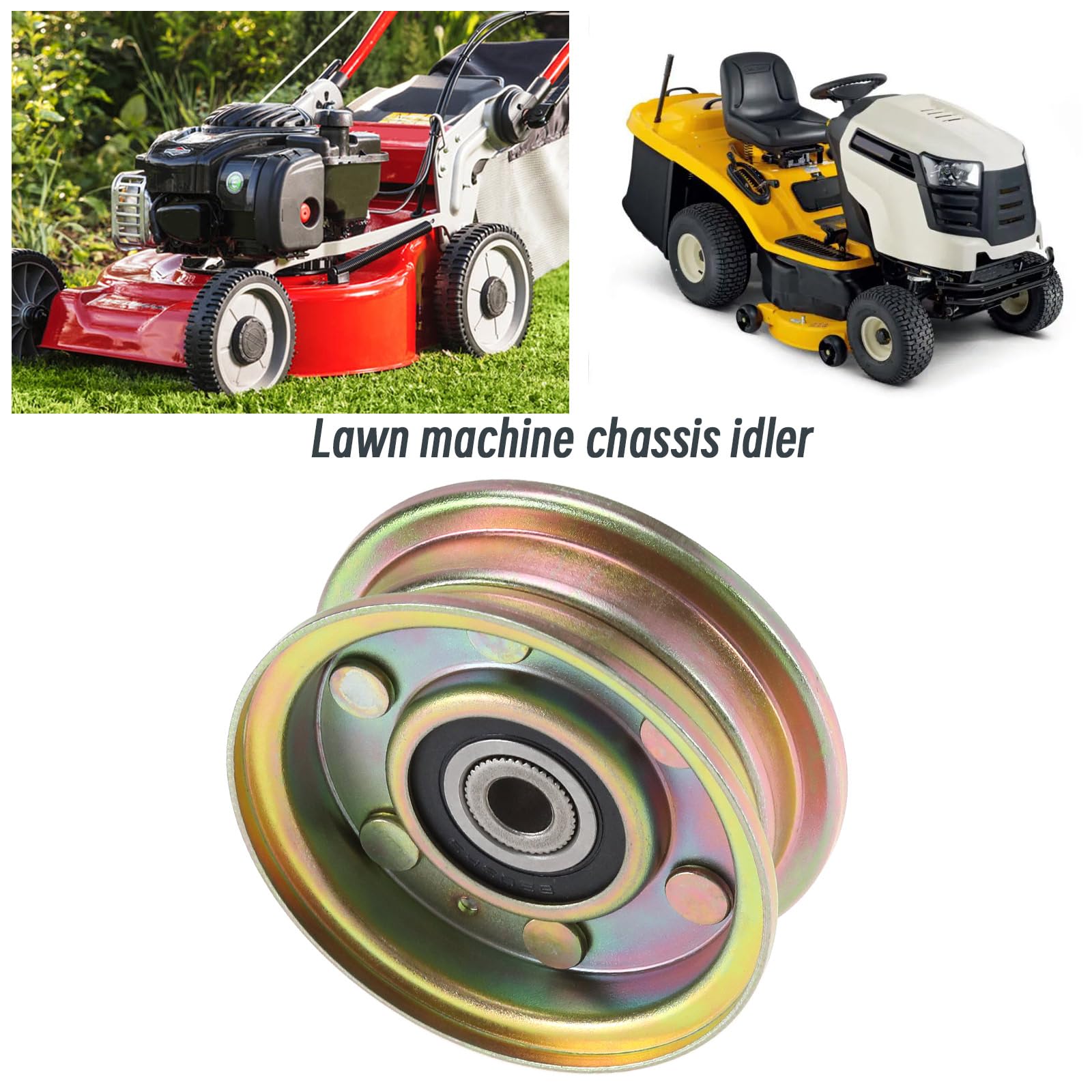 EMSea 1 x Flache Spannrolle, kompatibel mit MTD Columbia, kompatibel mit Troy Bilt Big Red, kompatibel mit Cub Cadet Riemenscheibe Spannrolle 756-04224 756-0981B 300920 1123687