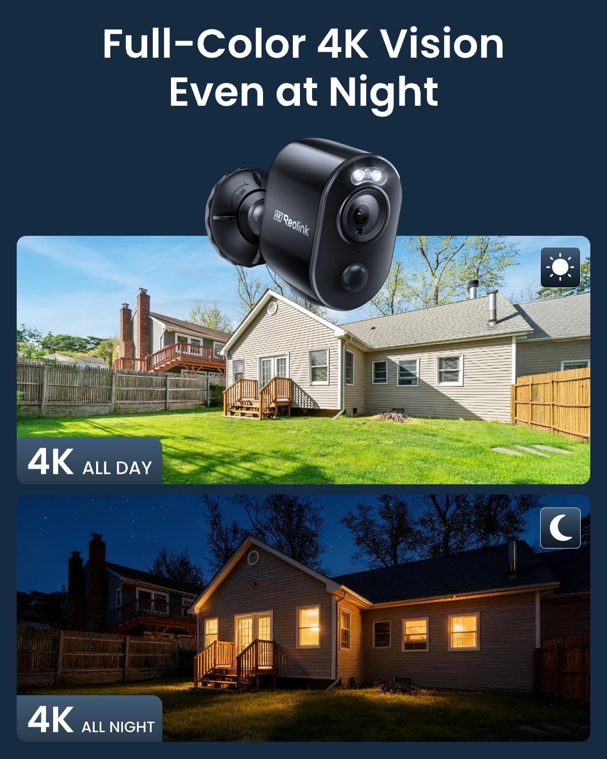 Reolink Kamera Zewnętrzna Smart, Kolorowa Noktowizja 4K, Wykrywanie Ludzi/Pojazdów, WiFi Dual-Band 2.4/5Ghz, Bezprzewodowa, Zasilanie Bateryjne/Solarne, Argus 3 Ultra z Panelem Słonecznym Czarny