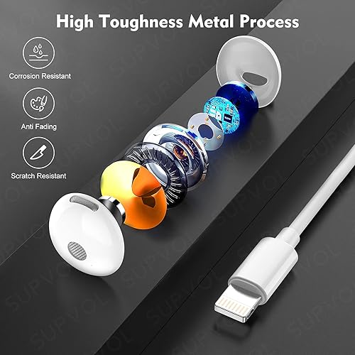 Miniatura 5 de Auriculares Apple con conector Lightning, paquete de 2 auriculares con cable para iPhone con micrófono, control de volumen, música y llamadas para