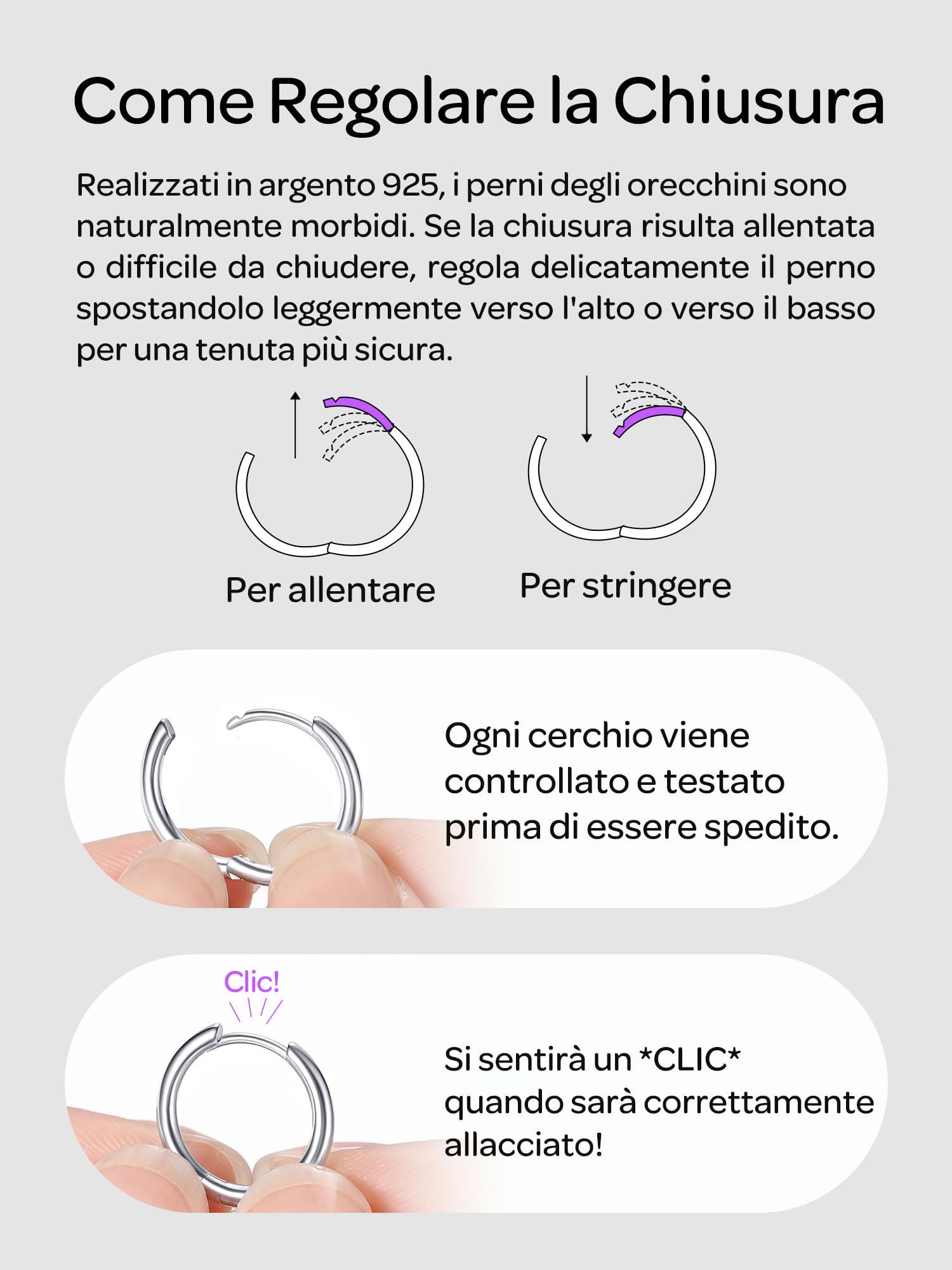ChicSilver 8-20mm Orecchini a Cerchio Donna Argento 925 Nero Oro Rosa | argento 925 delicato sulla pelle e anallergico; design semplice e classico, brillante, elegante,intramontabile e versatile