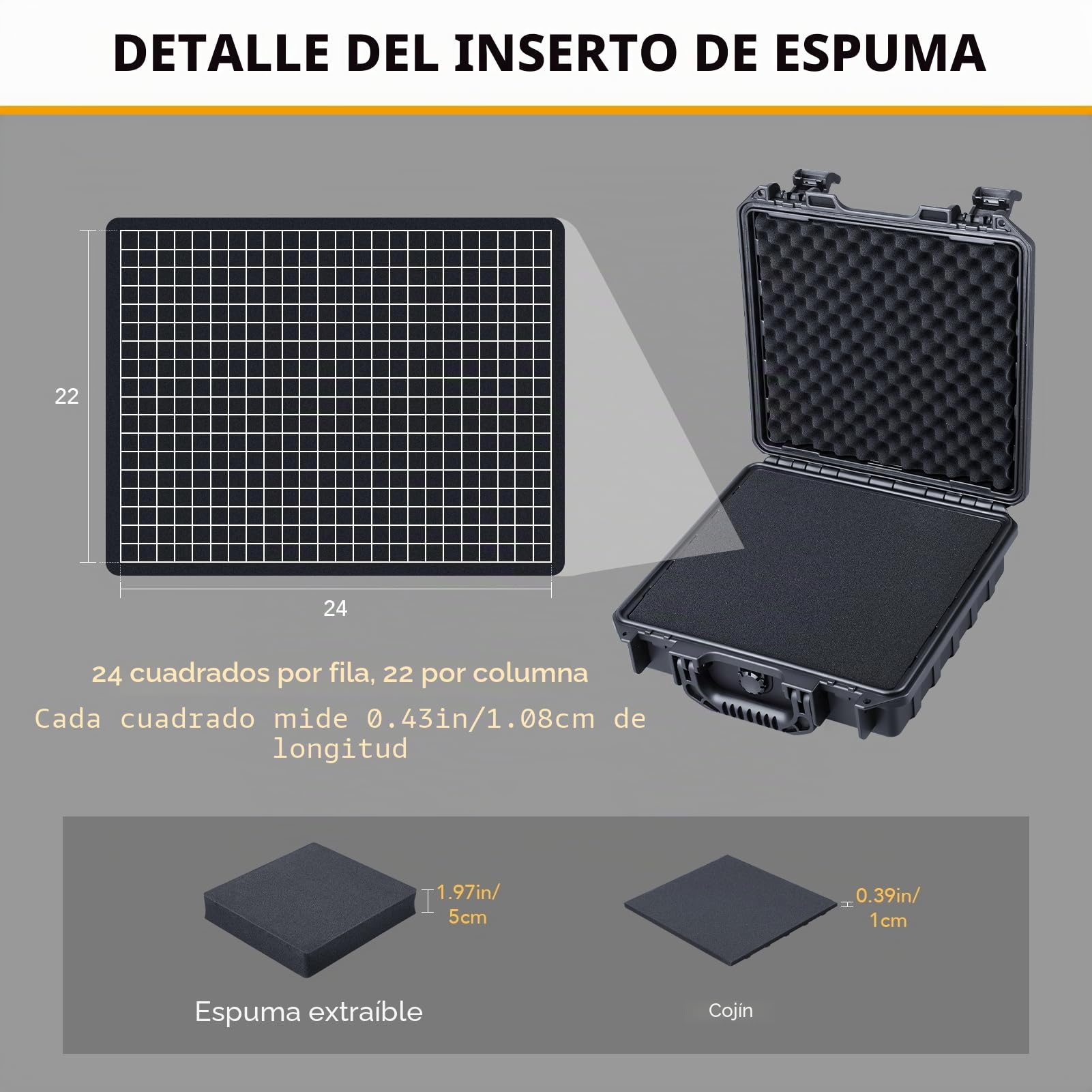 Lykus HC-2811 Maletín/Maleta/Estuche/Case rígida Impermeable con Espuma Personalizable, Tamaño Interior 28,4x26,3x8,7 cm, Adecuada para Objetos pequeños