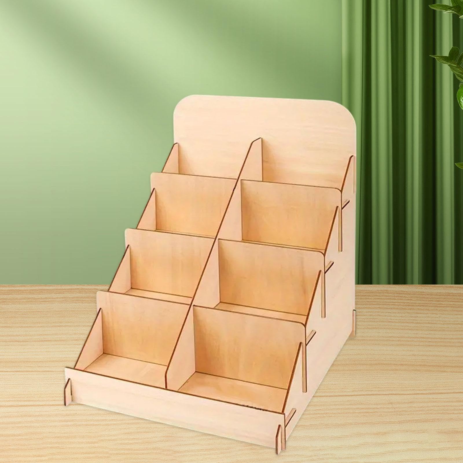 Whchiy Supporto per carte di credito, in legno, per cartoline, per cartoline, formato verticale, girevole (legno di benio