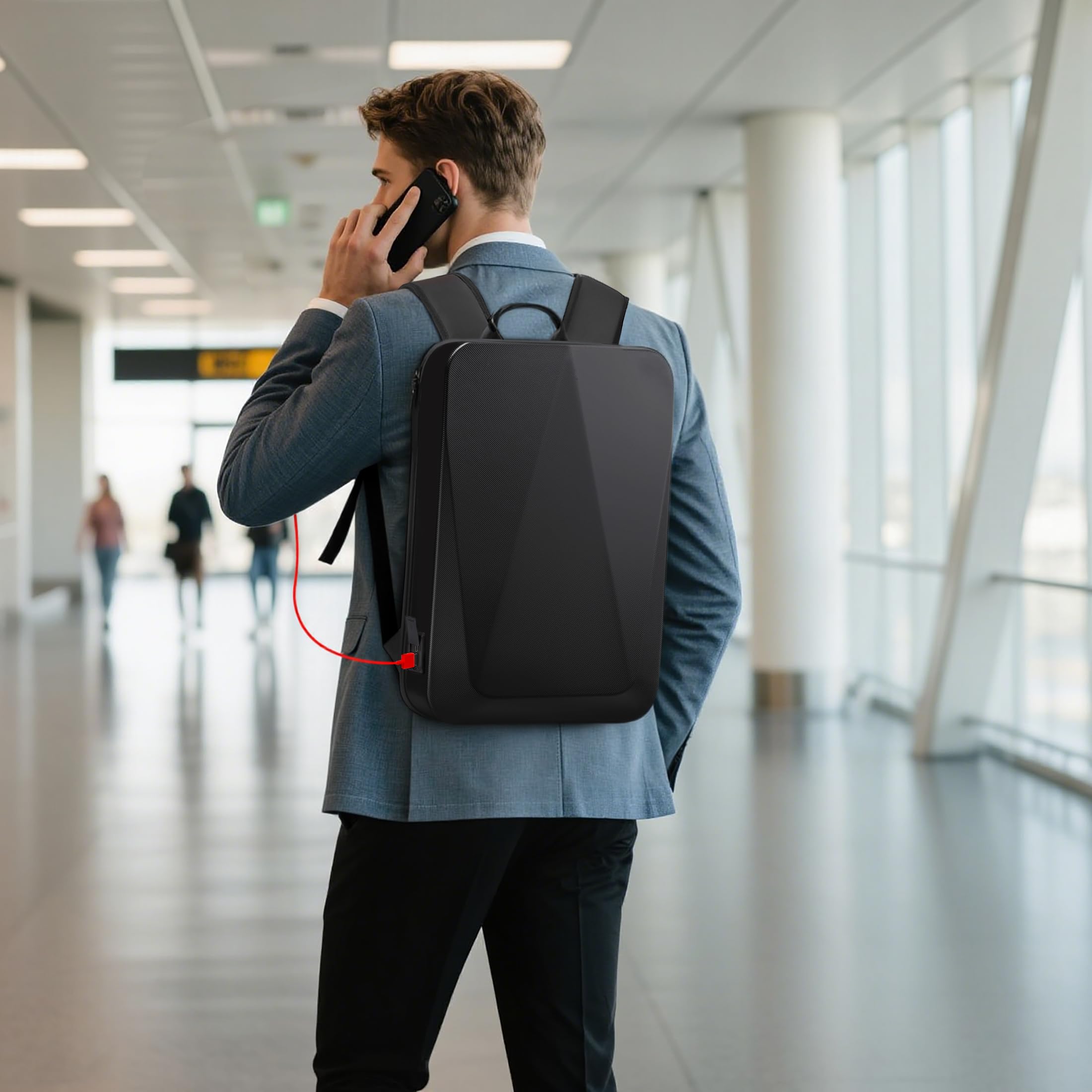 VARLIVOO Zaino Uomo Porta PC 15,6 Pollici, Zaino Antifurto con Porta USB, Impermeabile, Zaini per PC Portatili da Lavoro, Viaggio e Università, Nero B, Standard