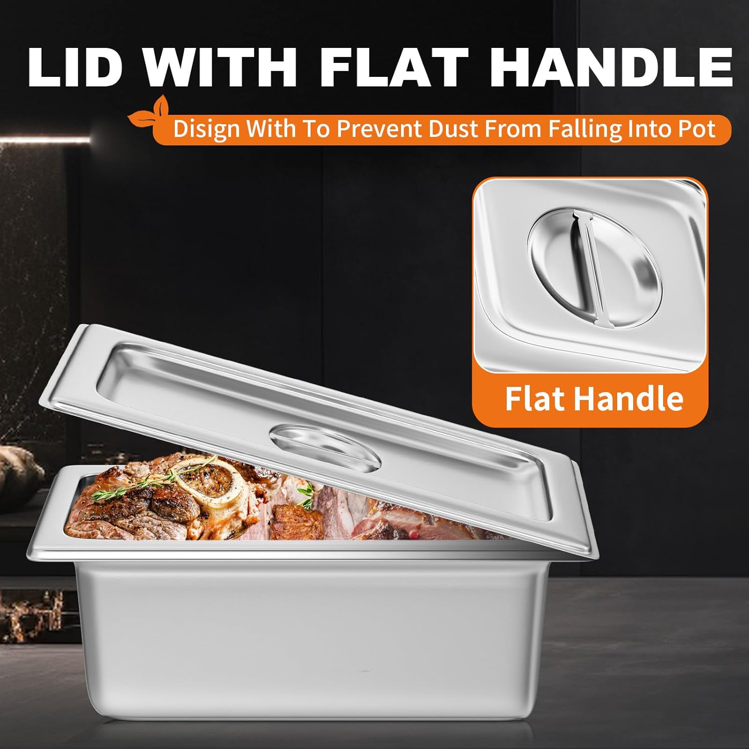 Aplancee 4-Pack Hotel Pans with Lids 1/3 Size x 6 Inch Deep, Commercial Stainless Steel Food Pan Dishwasher Safe for Buffet, Steam Table, Restaurant & Cooking