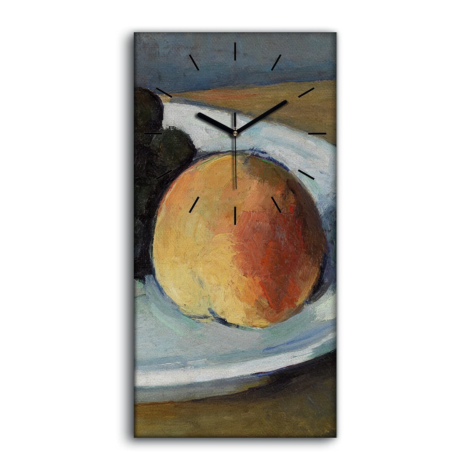 Horloge sur toile raisins et pêche 30x60cm pour salon moderne