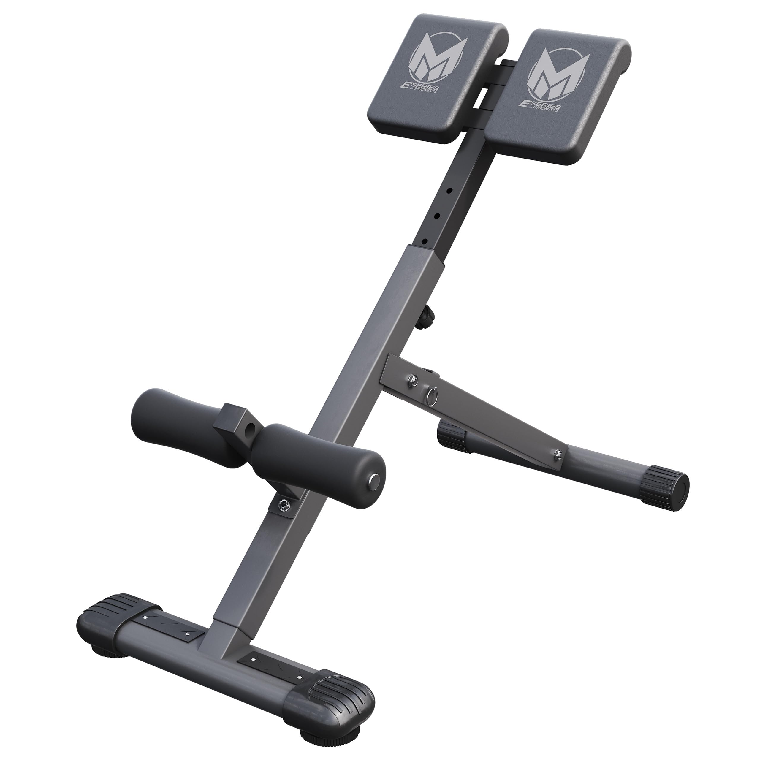 GYRONETICS® Hyperextension Rückentrainer, Klappbar, bis 120 kg, Schwarz | Mit zweiteiligem Bauchpolster und 3-fach höhenverstellbaren Beinstützen; Bauchtrainer, Römischer Stuhl, Fitnessgerät