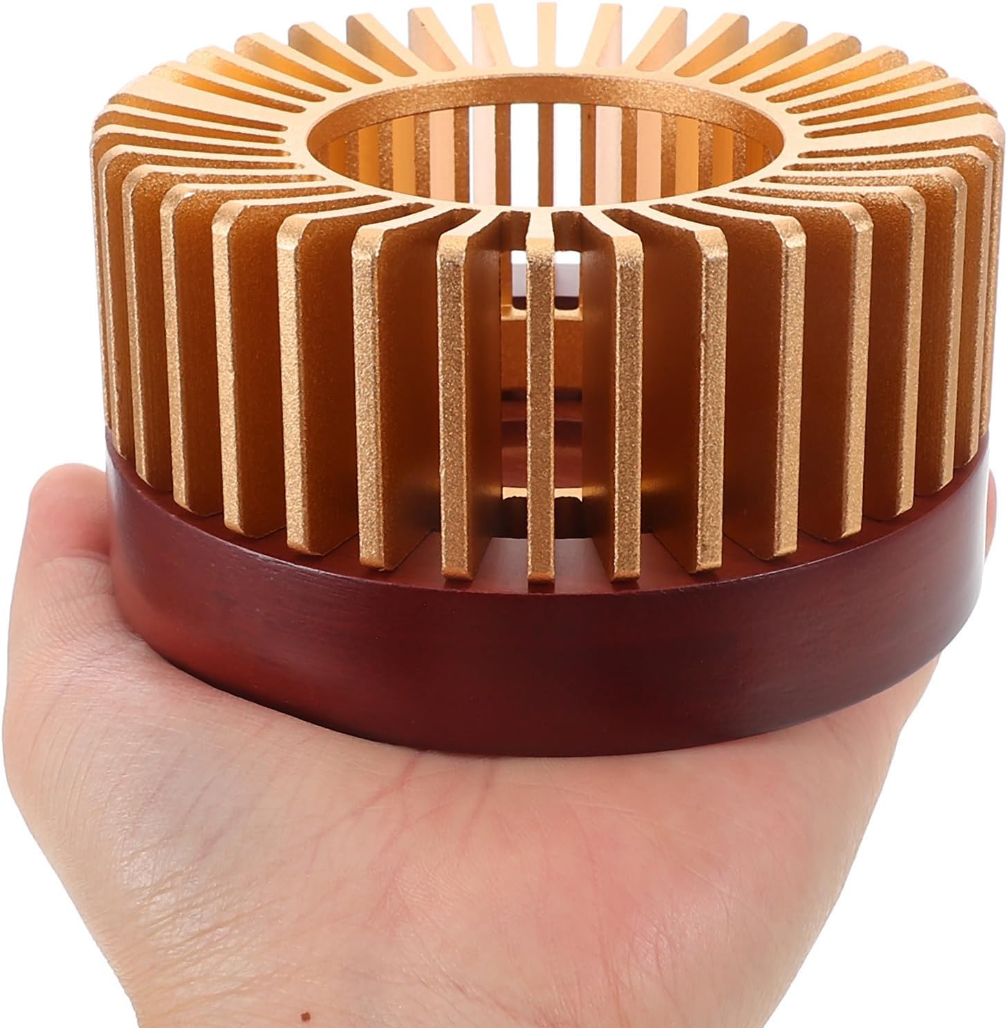 Golden Alloy Teapot Warmer with Candle Powered Heat, Round Metal Coffee Cup Warmer for Keeping Drinks Warm, for Home and Personal Relaxation