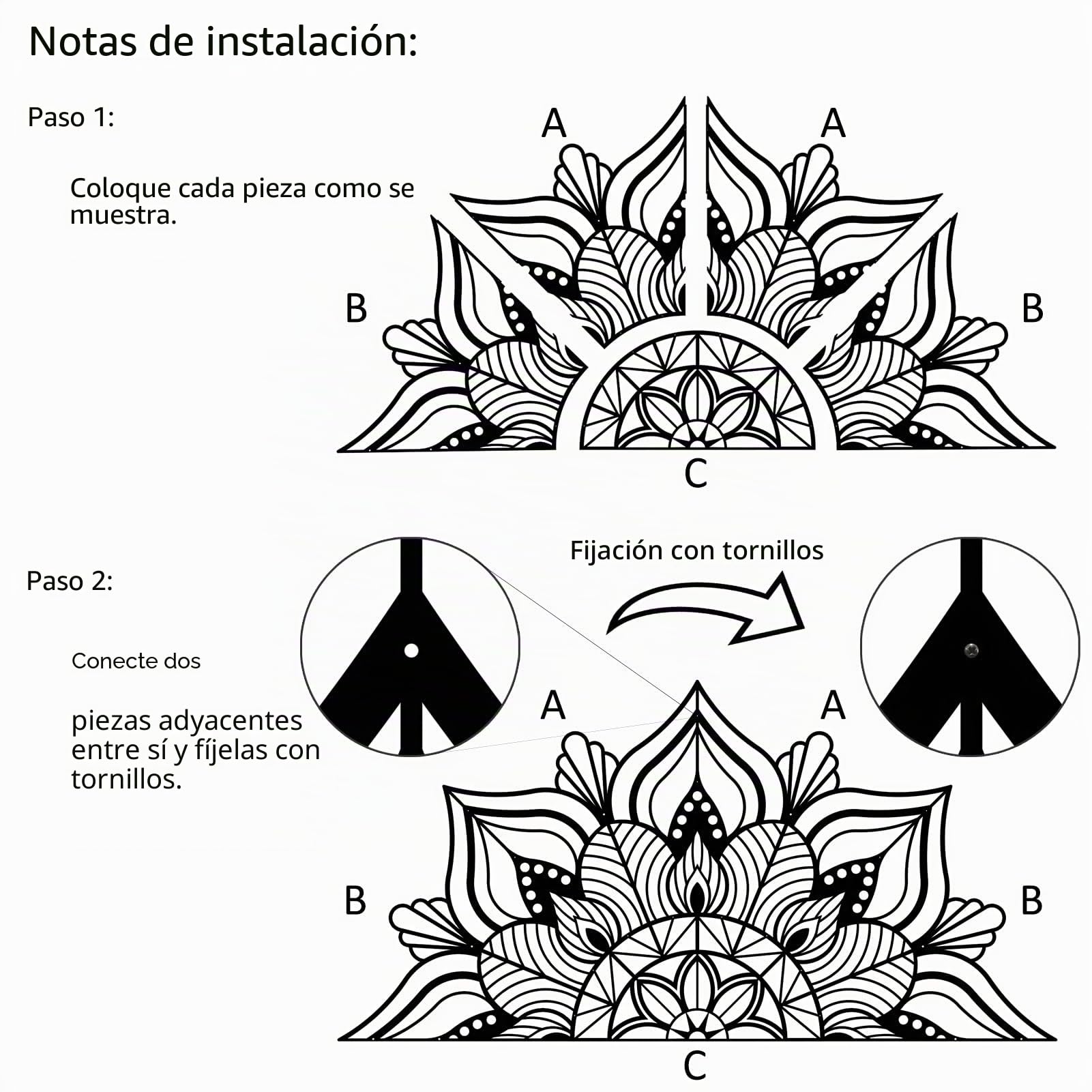 ESTART Arte de pared de mandala de metal grande, diseño único de flor de loto, letrero de cabecero sagrado grande, adecuado para dormitorio, sala de estar, oficina y hogar, decoración interior y