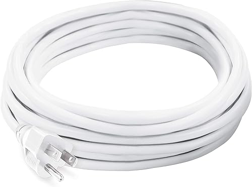 Miniatura 2 de Snow Joe + Sun Joe PJEXT20-163-WHT - Cable de extensión de vinilo para exteriores de 20 pies, clips circulares blancos y monoprice con clavo de