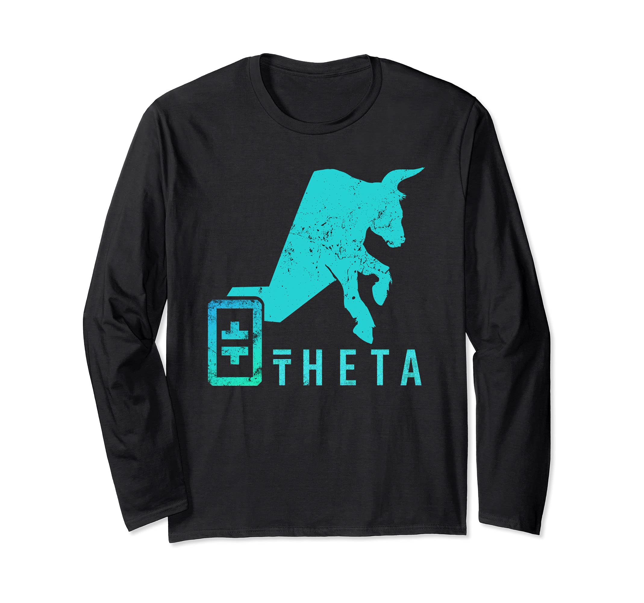 Theta to the Moon Tee, THETA Crypto Coin Bullrun Blockchain Long Sleeve T-Shirt, Black