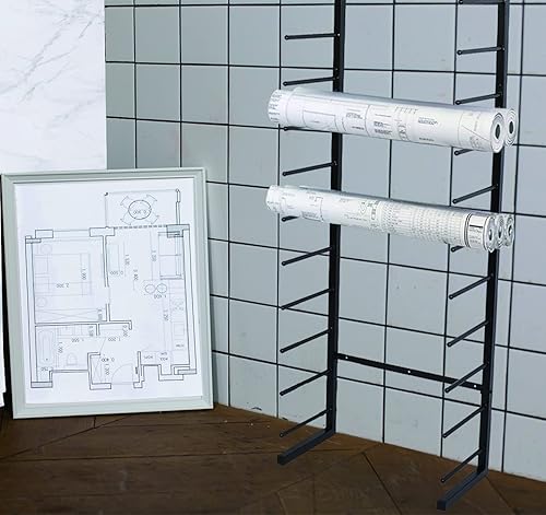 Miniatura 4 de Estante de almacenamiento de Blueprint de montaje en pared, estante de exhibición de póster para colgar portaficheros, soportes de papel de arte,