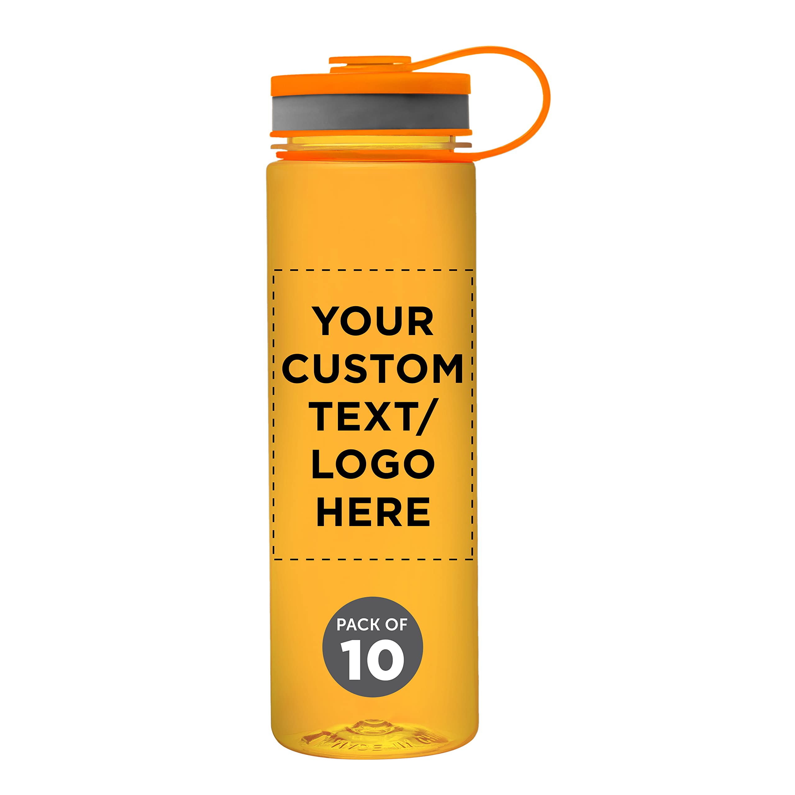 DISCOUNT PROMOS Custom Wide Mouth Water Bottles 26 oz Set of 10 Personalized Bulk Pack - BPA Free