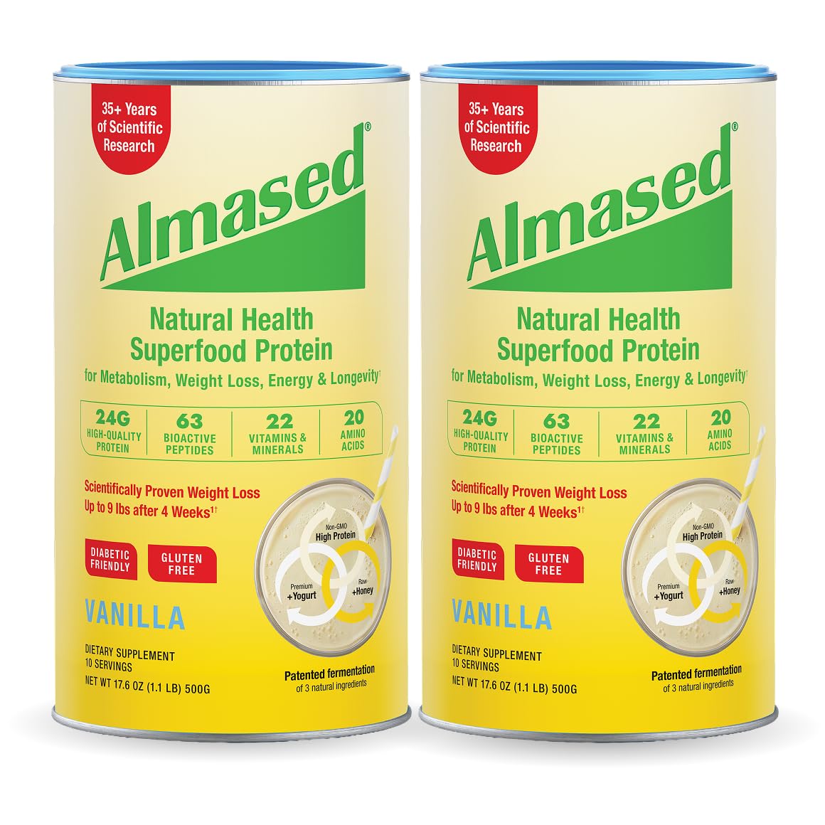 Almased Vanilla Meal Replacement Shake - Low-Glycemic High Plant Base Protein Powder- Nutritional Weight Health Support Supplement - Vanilla Flavor - 17.6 oz (1.1 Pound (1 Pack)) — Amazon image 13