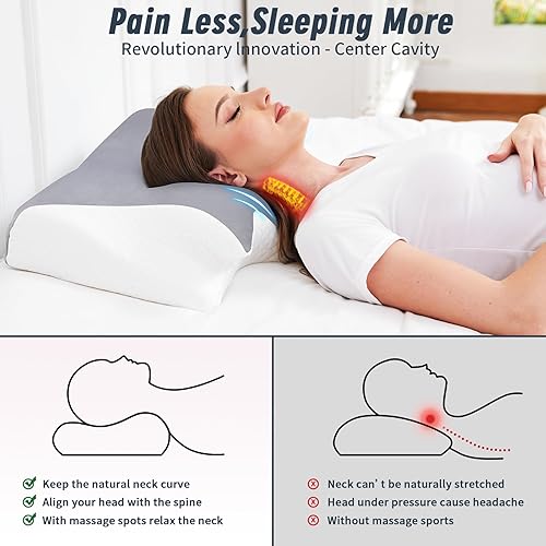 Miniatura 3 de Almohadas ortopédicas ergonómicas para el dolor de cuello y hombro apnea del sueño mejor dormir espuma viscoelástica soporte profundo cervical
