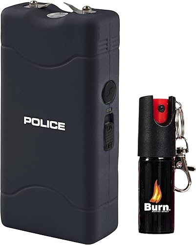 Police Stun Gun Burn Pepper Spray Combo Mujeres Hombres Autodefensa - 800 Negro