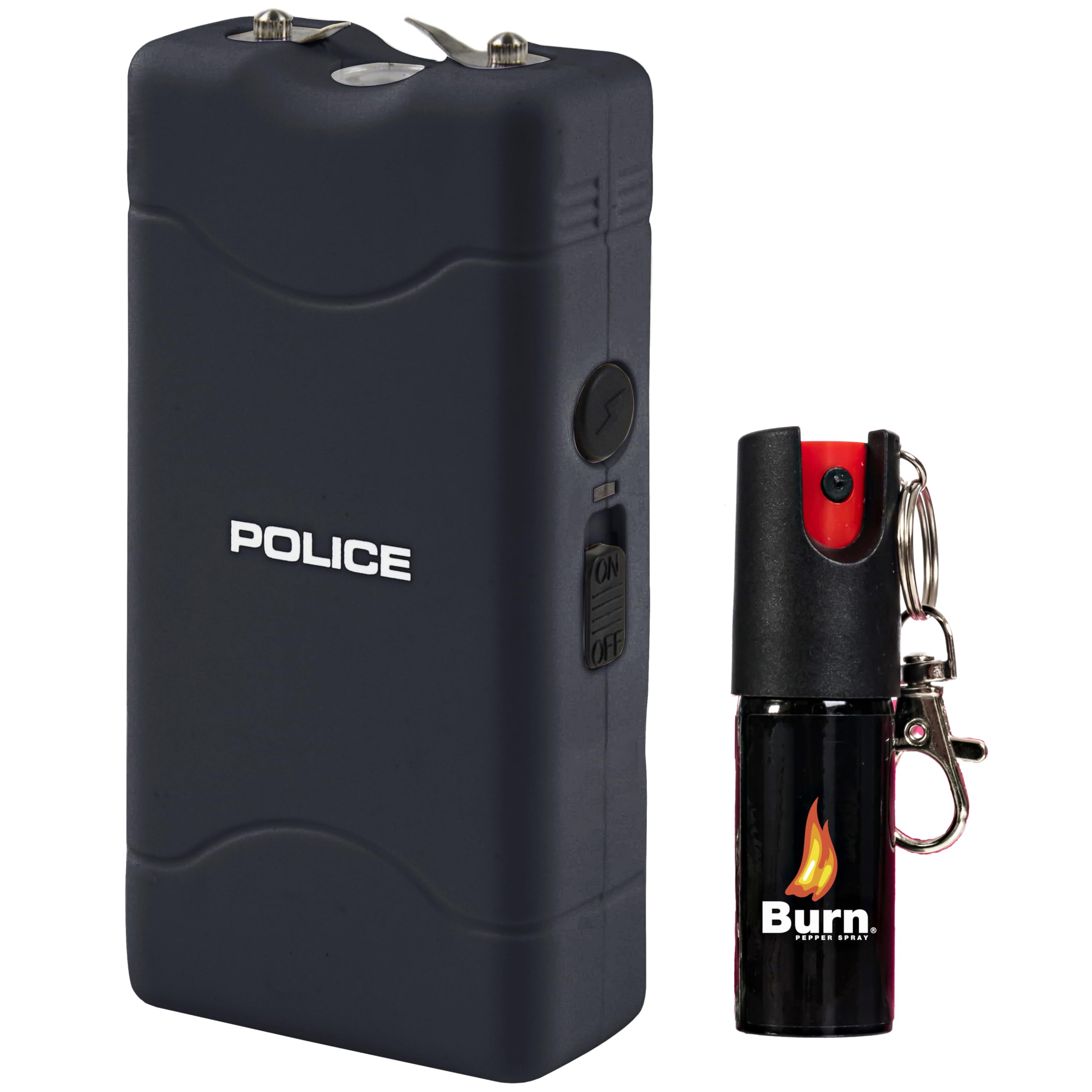 Police Stun Gun Burn Pepper Spray Combo Women Men Self Defense - 800 Black
