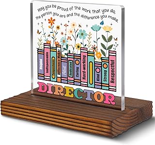 Director Appreciation Gift for School or Office Leader, Inspirational Book Stack Desk Sign with Positive Traits, Thank You Plaque for Educational or Administrative Directors EC311