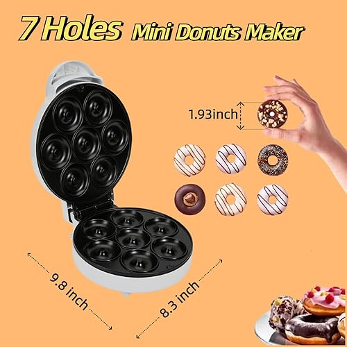 Miniatura 2 de ifeeverkeep Mini Donut Maker- Donut Maker Machine for Home -7 Small Donut Maker,Electric Non-Stick Surface Makes for kids donut maker, Makes
