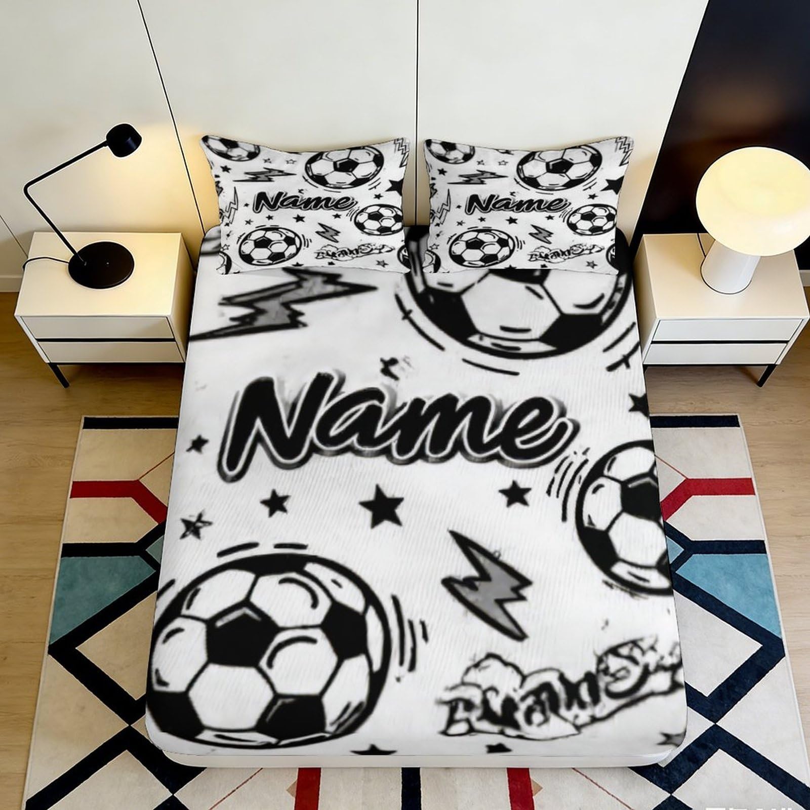 Pnayamiorkfel Style-8 3D Printed Football Lightning Fitted Sheet Microfiber Soft Bedroom Decor Soccer Bed Cover Mattress Protection 90X200x25cm