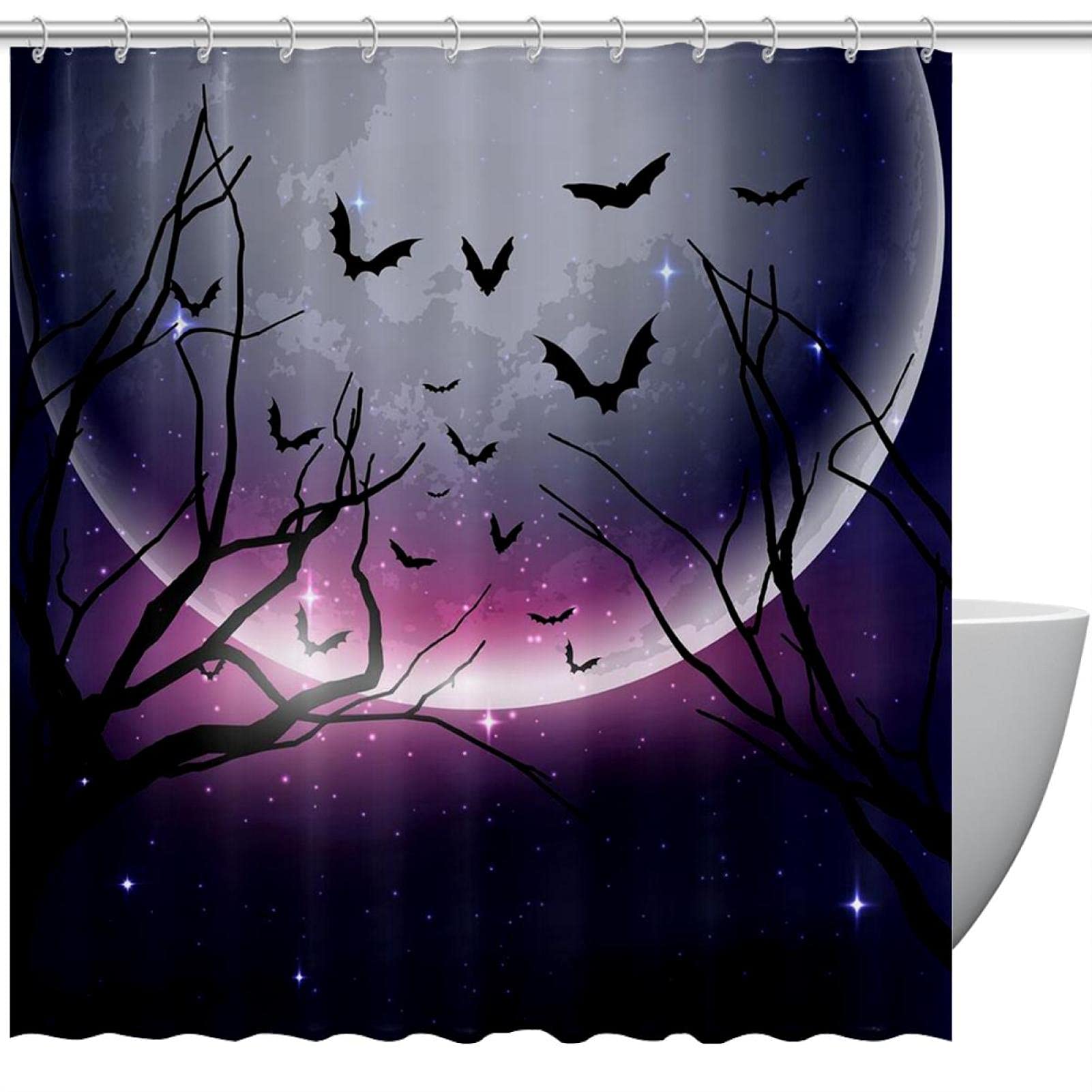 Rideau de douche ciel nocturne d'Halloween imperméable 183 x 183 cm