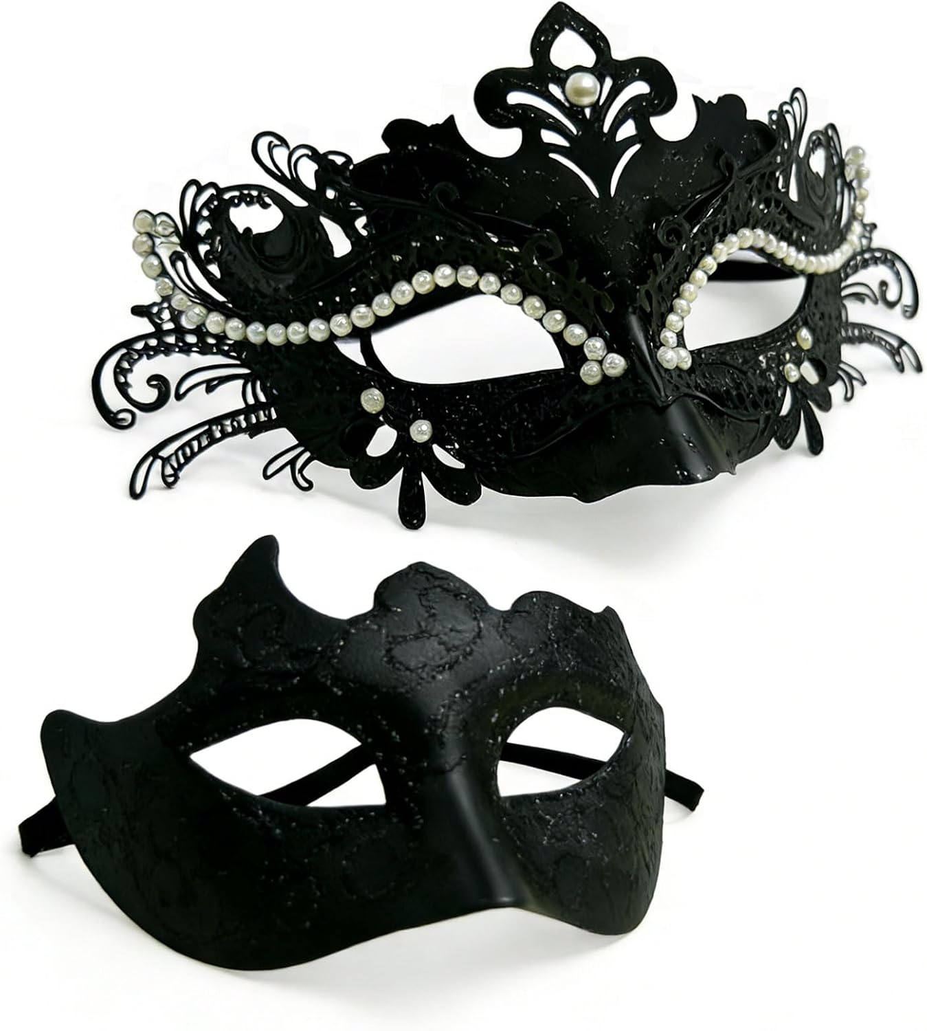 Masquerade Mask for Couples Party Masks Set, Metal Filigree Shiny Rhinestone Venetian Mask for Ball Mardi Gras