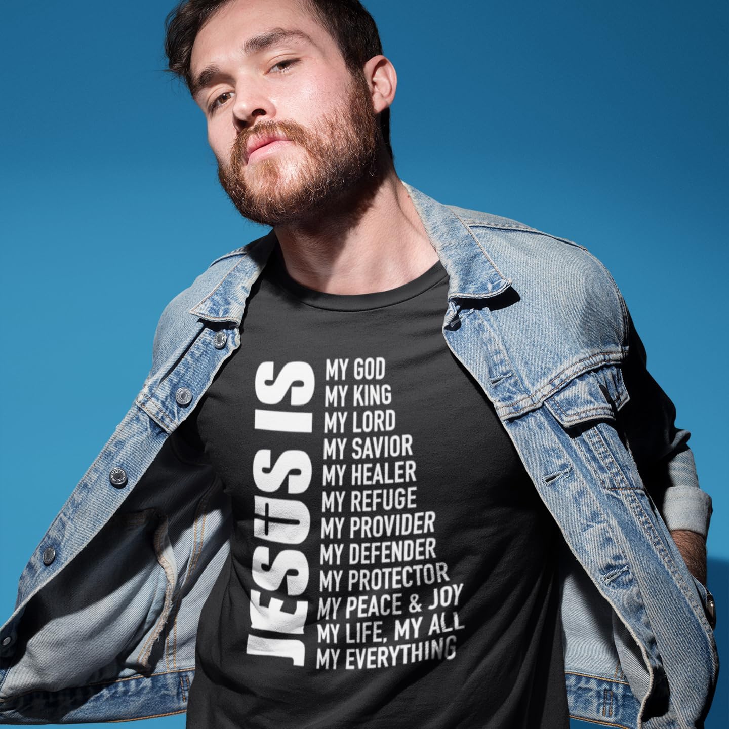 shop4ever® Jesus is My Everything My God My Lord My Savior Christian T-Shirt - Image 3