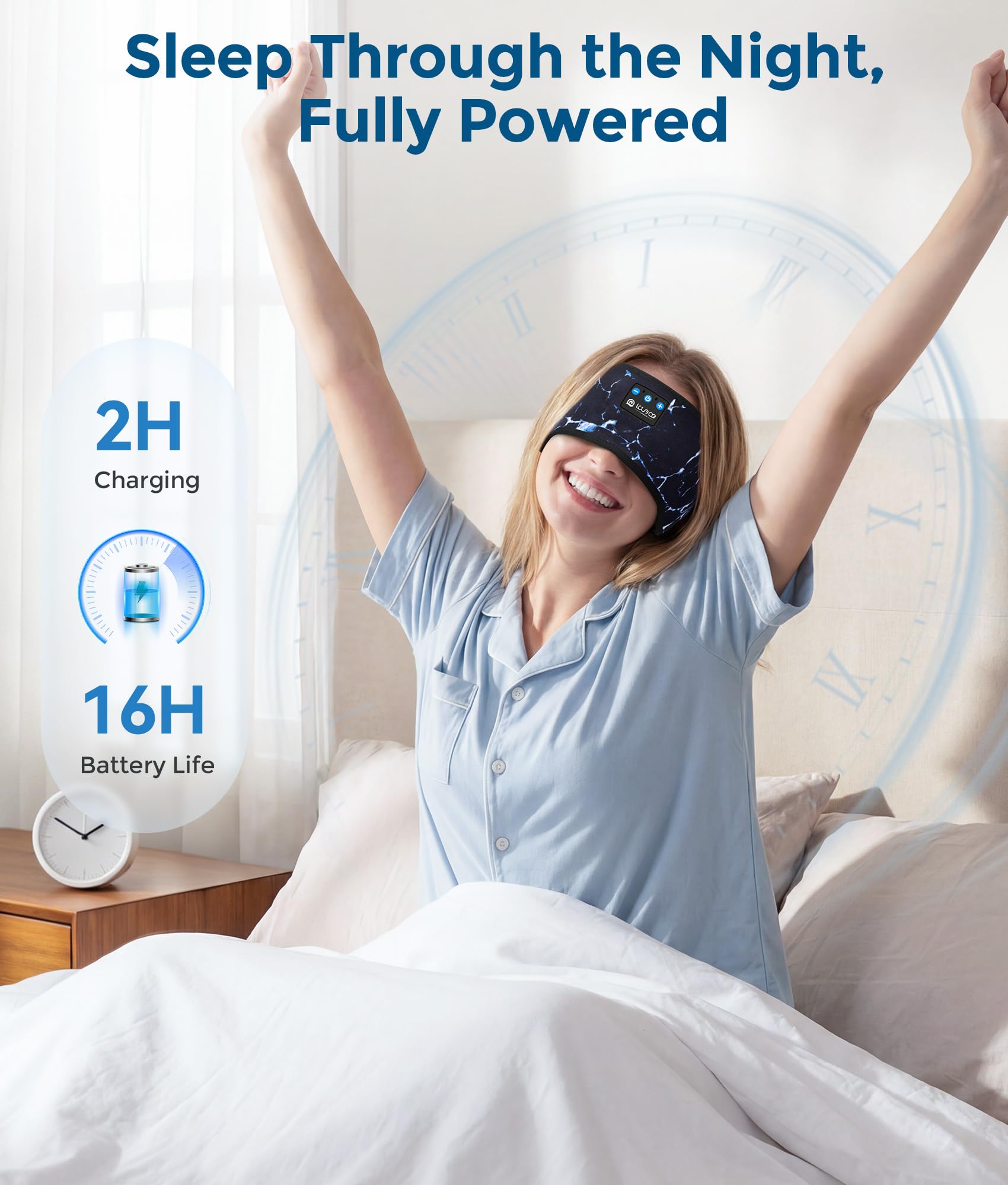 LOVE EYE Bluetooth 5.4 Schlafkopfhörer Stirnband, atmungsaktives kabelloses Kopfband mit ultradünnen Lautsprechern & HiFi-Sound für Laufen, Yoga, Reisen, Tech-Geschenke für Männer und Frauen