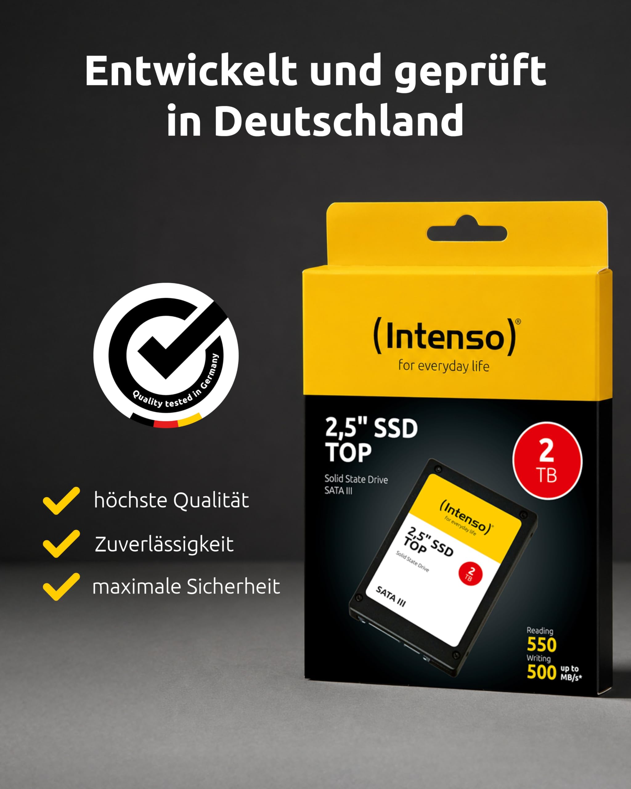 Intenso Disque SSD Interne, 2,5" Top SATA III, 2 to, 550 Mo/s