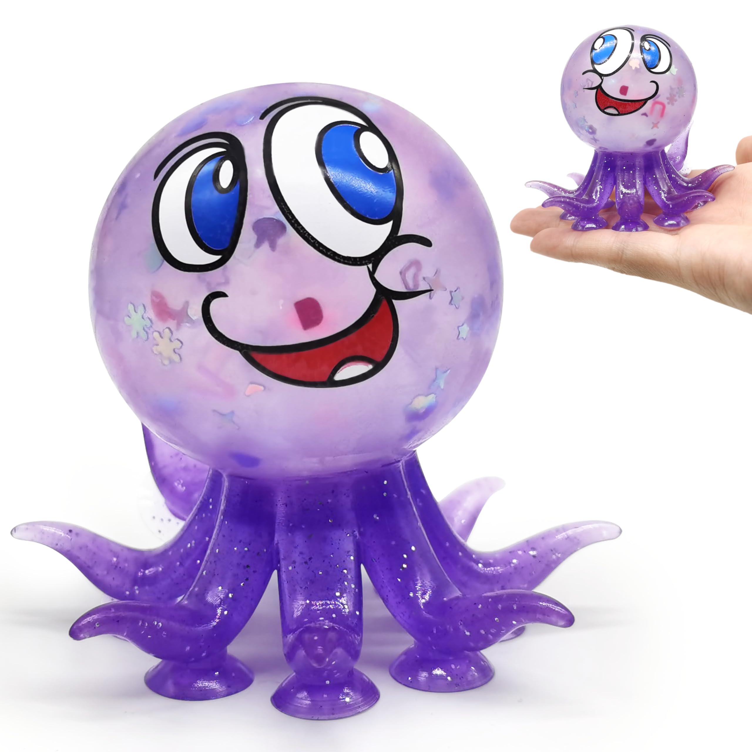 ZTATU Octopus Stress Ball for Adults - Sea Animal Suction Toy, Party Favors, Stress Relief, Easter Basket Stuffer (1PCS, Purple)