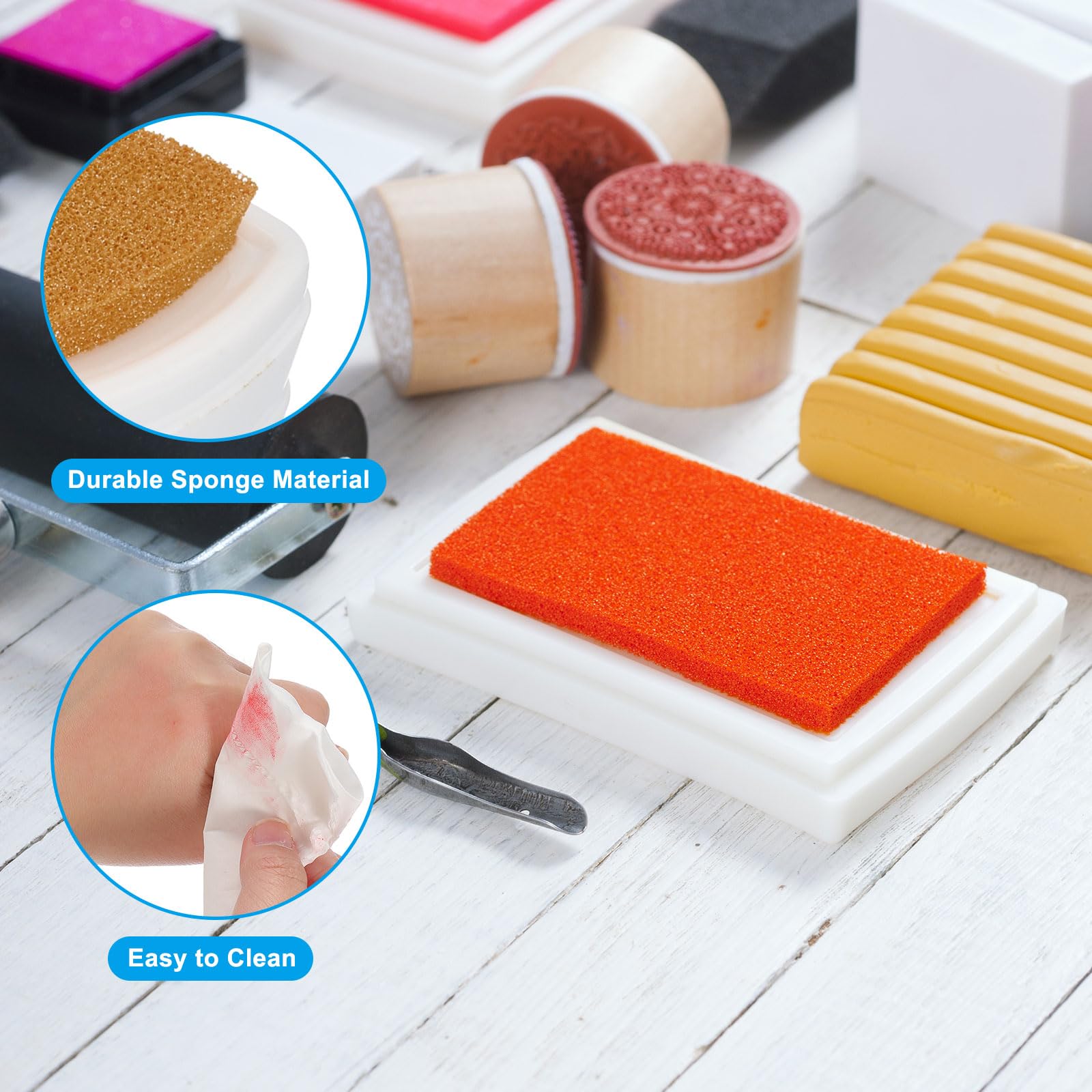 PATIKIL Craft Ink Pads for Stamps 2 Pcs Washable Finger Print Ink Stamp Pad Color DIY Rainbow for Rubber Stamps Paper Scrapbooking Fabric Wood - Image 3