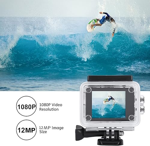 Miniatura 5 de VBESTLIFE Mini cámara de acción Ultra HD 1080P 12MP Cámara deportiva con lente gran angular Full HD 2.0 pulgadas TFT LCD Pantalla Soporte 30m/98ft