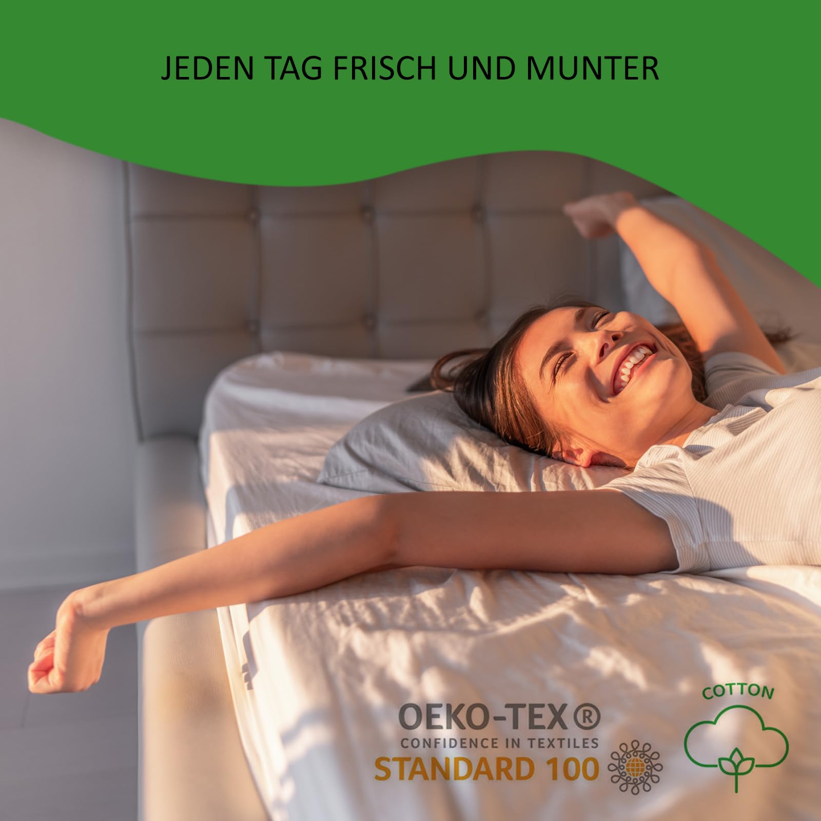 TULENA Matratzenbezug 90 x 200 cm Weiß 21 cm hoch | Waschbarer Matratzenschoner mit Reißverschluss aus Baumwolle | Atmungsaktiv, angenehm weich | als Ersatz Bezug | Öko-Tex Zertifiziert