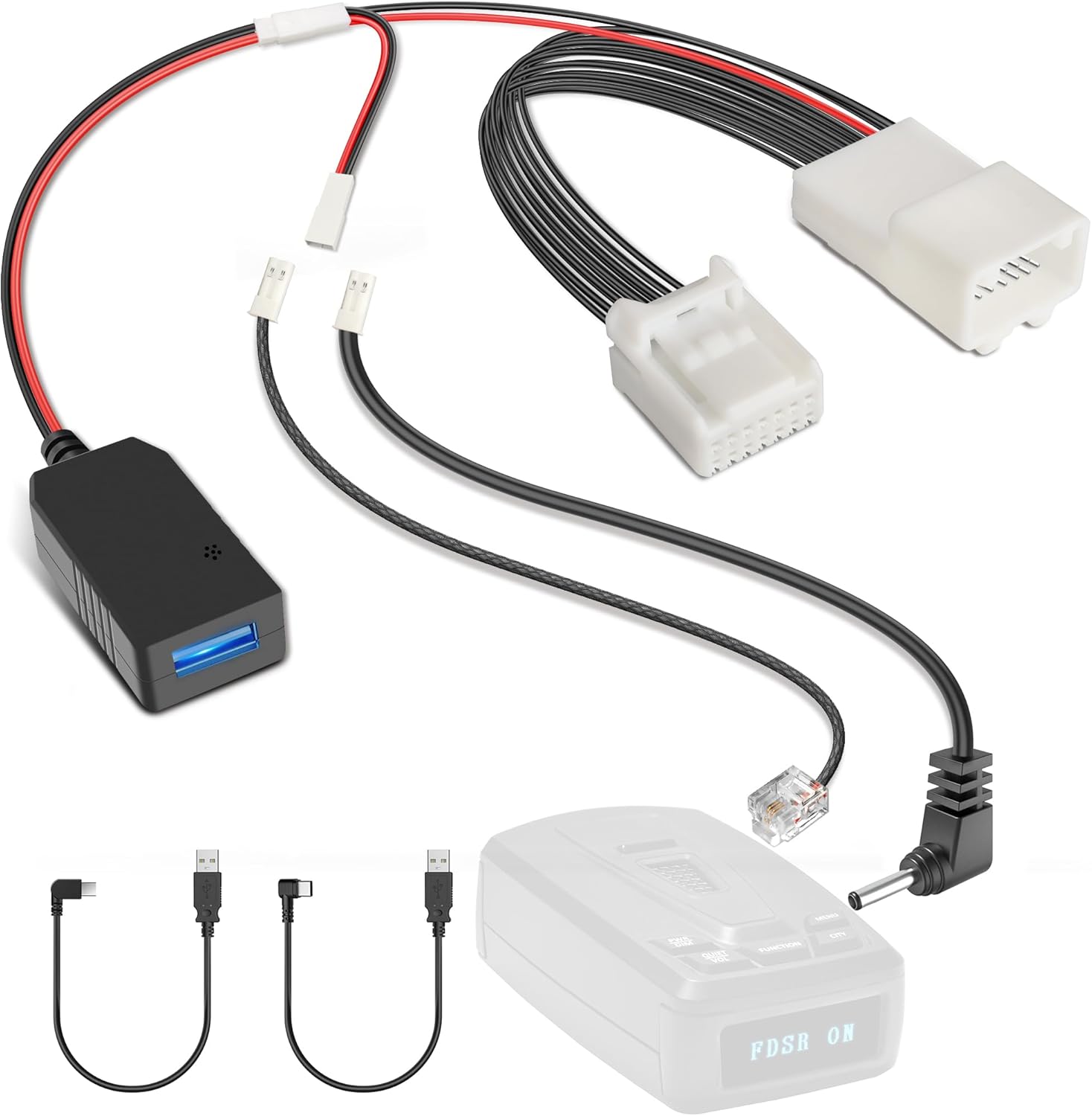 Radar Detector Power Cord Adapter,(14Pin Type-A)Compatible with Toyota 2nd Gen Tacoma 2005-2015,Lexus with Auto Dimming Rearview Mirror,RJ11 DC3.5 Radar Detectors Charger Cable, Built-in Hide