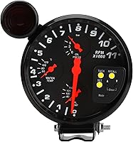 Vista 8 de Riloer Tacómetro multifuncional de 5 pulgadas, prensa de aceite, medidor de aceite de temperatura de agua, medidor de RPM con luz de cambio